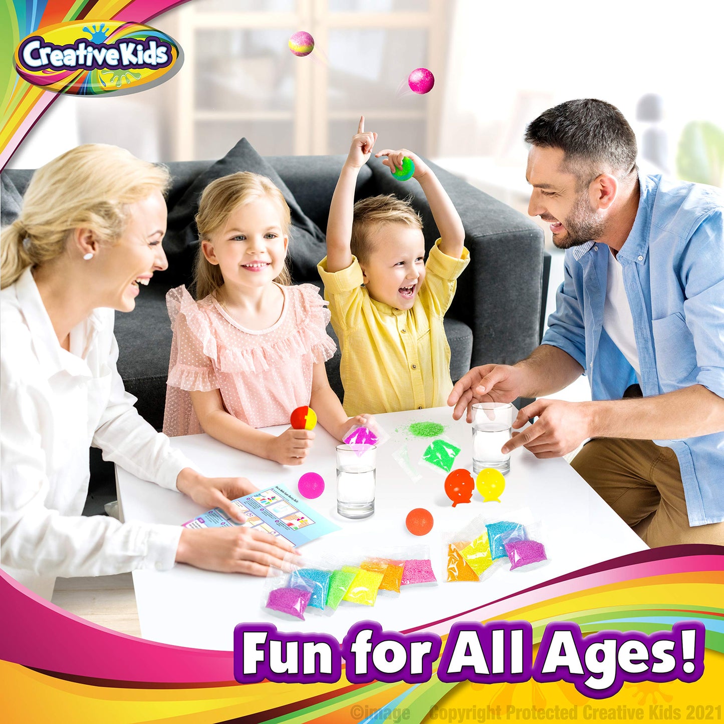 Creative Kids Make Your Own Bouncy Ball Kit - 12 Individual Packs - DIY Science Party Favors & Goody Bag Stuffers - Bulk Craft Bouncy Ball Making Kit - Ideal Valentines Gifts for Classroom