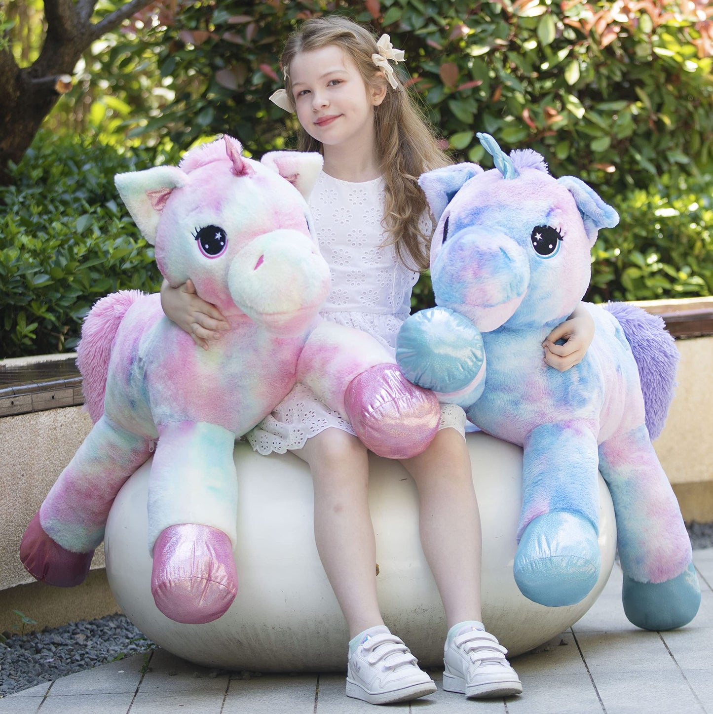 Tezituor 43in Giant Unicorn Stuffed Animal, Big Stuffed Unicorn Toys for Girls and Women, Rainbow Purple Unicorns Plush Gifts for Valentines Day, Christmas, Birthday and Party