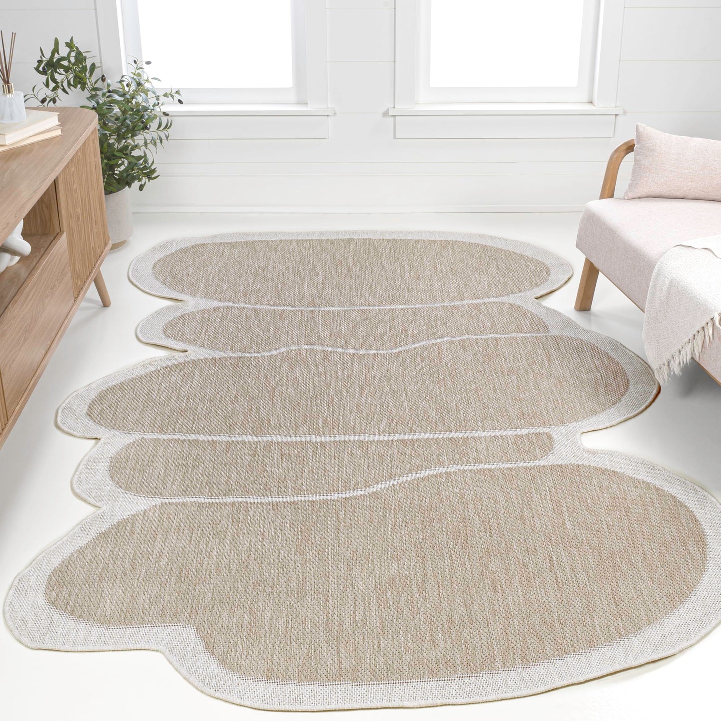 JONATHAN Y Rustic Abstract Indoor Outdoor Area Rug 8X10 Beige/Cream, Jasper Modern for Backyard, Patio, Porch, Easy-Cleaning, High Traffic, Pet-Friendly, Non-Shedding (SHP101B-8)