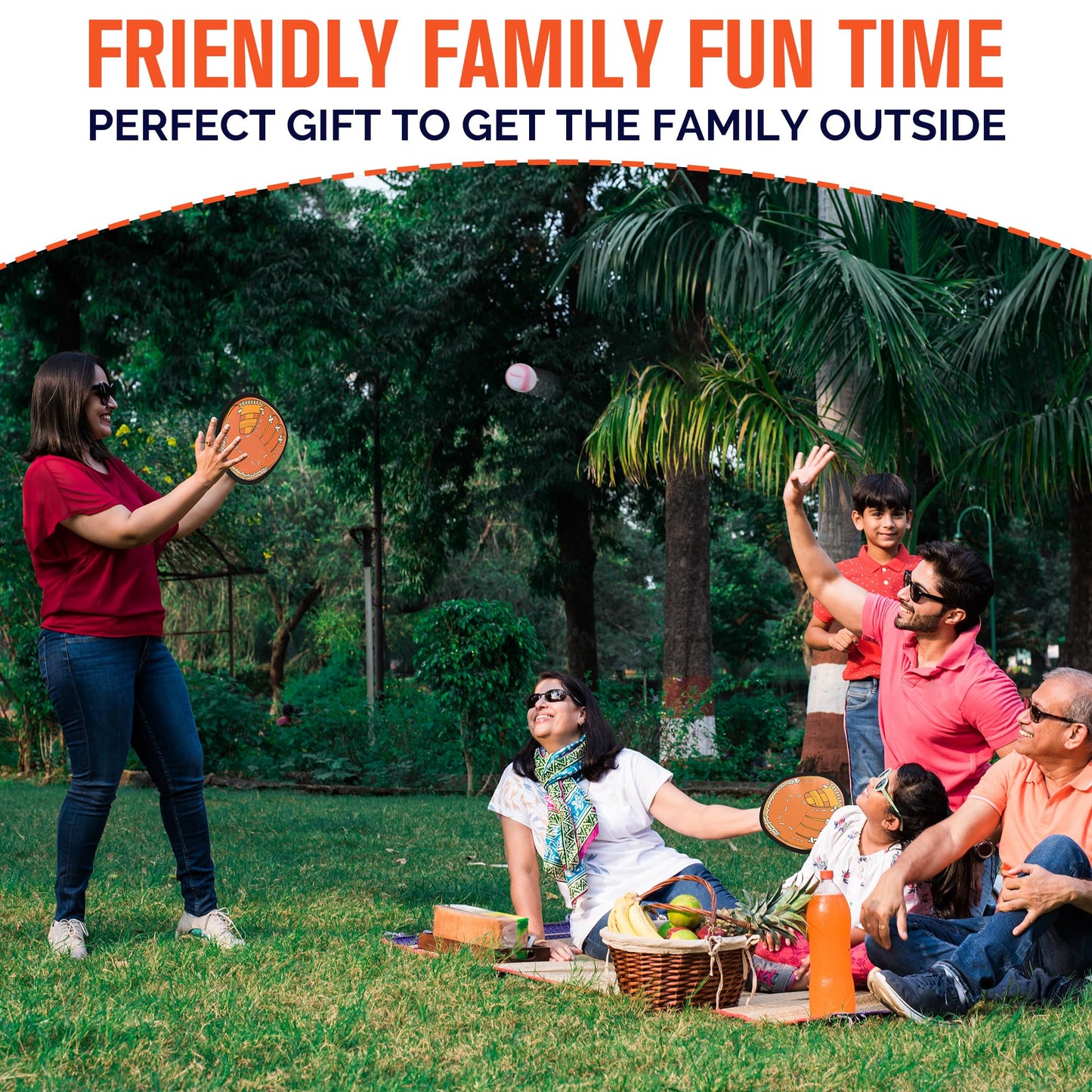 Wedopro Toss and Catch Ball Game, Kids Toddler Baseball Glove & Catch Ball Toys, Kids Outdoor Games for Family, Toys for Beach Pool Yard Outside, Birthday Gift for Ages 3 4 5 6 7 8-12 (Brown 4 Pcak)