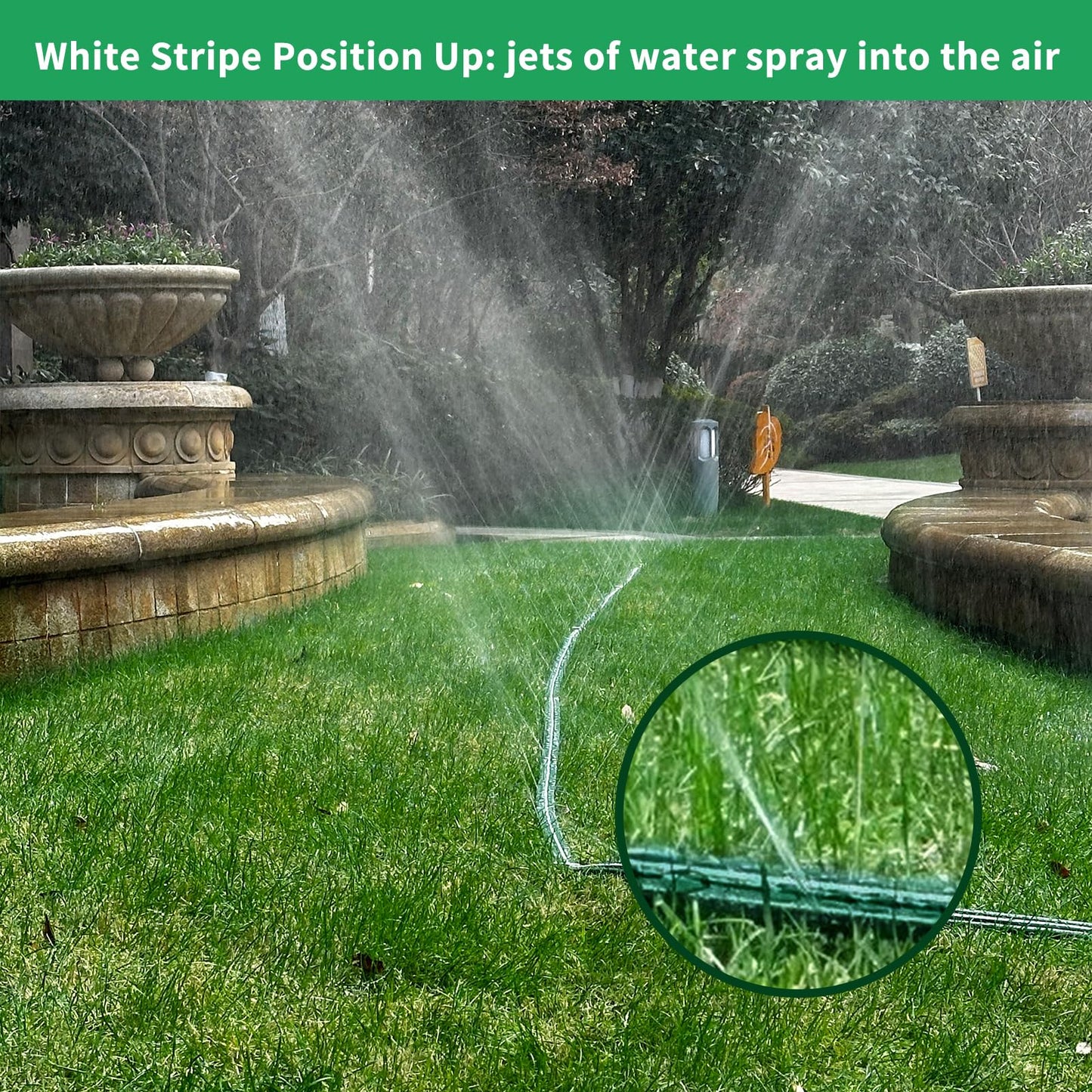 Watoo 2026 Sprinkler Hose & Soaker Hose for Yard - 75 FT Reinforced Flat Garden Hose with Holes, Heavy Duty No-Kink Lawn Irrigation Hose (Includes Stakes, High Pressure Spray)
