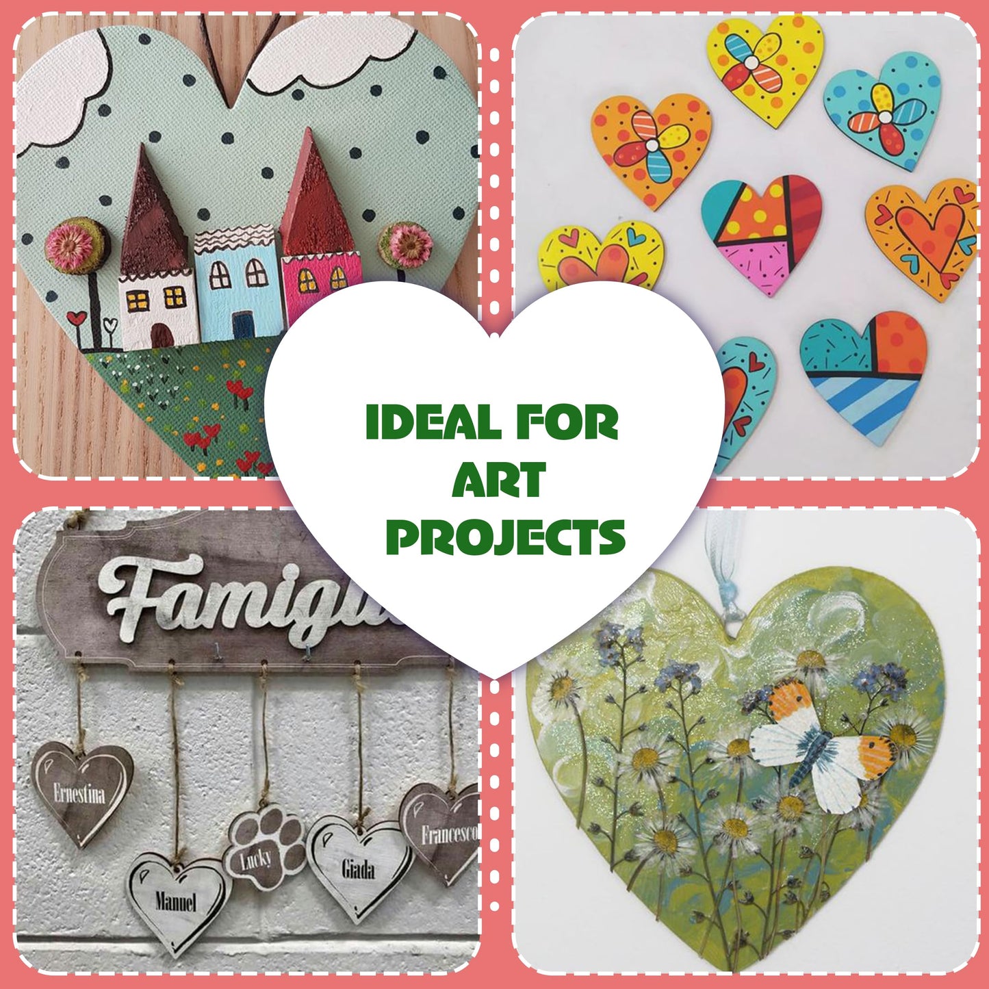 20 Pcs Wooden Hearts for Crafts 4 inch Unfinished Wood Hearts 0.1'' Thickness Heart Shaped Wood Sheets Unfinished Wood Ornaments for Wedding DIY Crafts Painting Burning Engraving Carving Coasters
