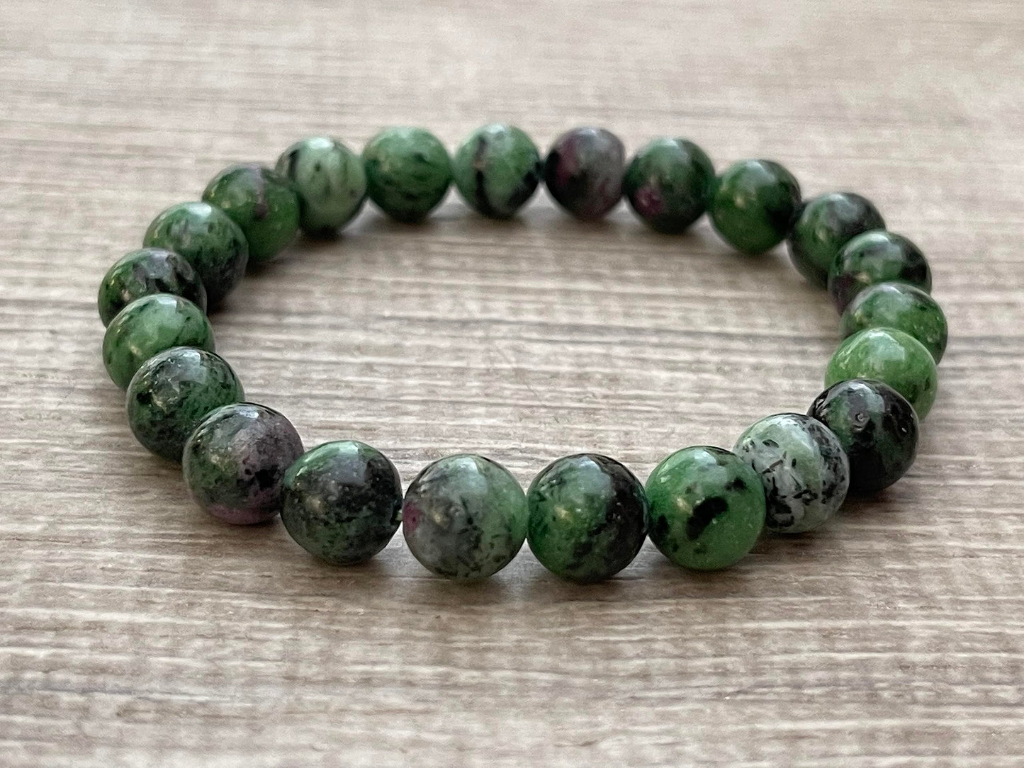 GAF TREASURES Ruby Zoisite Crystal Bead Bracelet 8mm, Genuine Ruby Zoisite Stretch Gemstone Bracelet, Healing Crystal Bracelet, Gift for Men & Women (1)