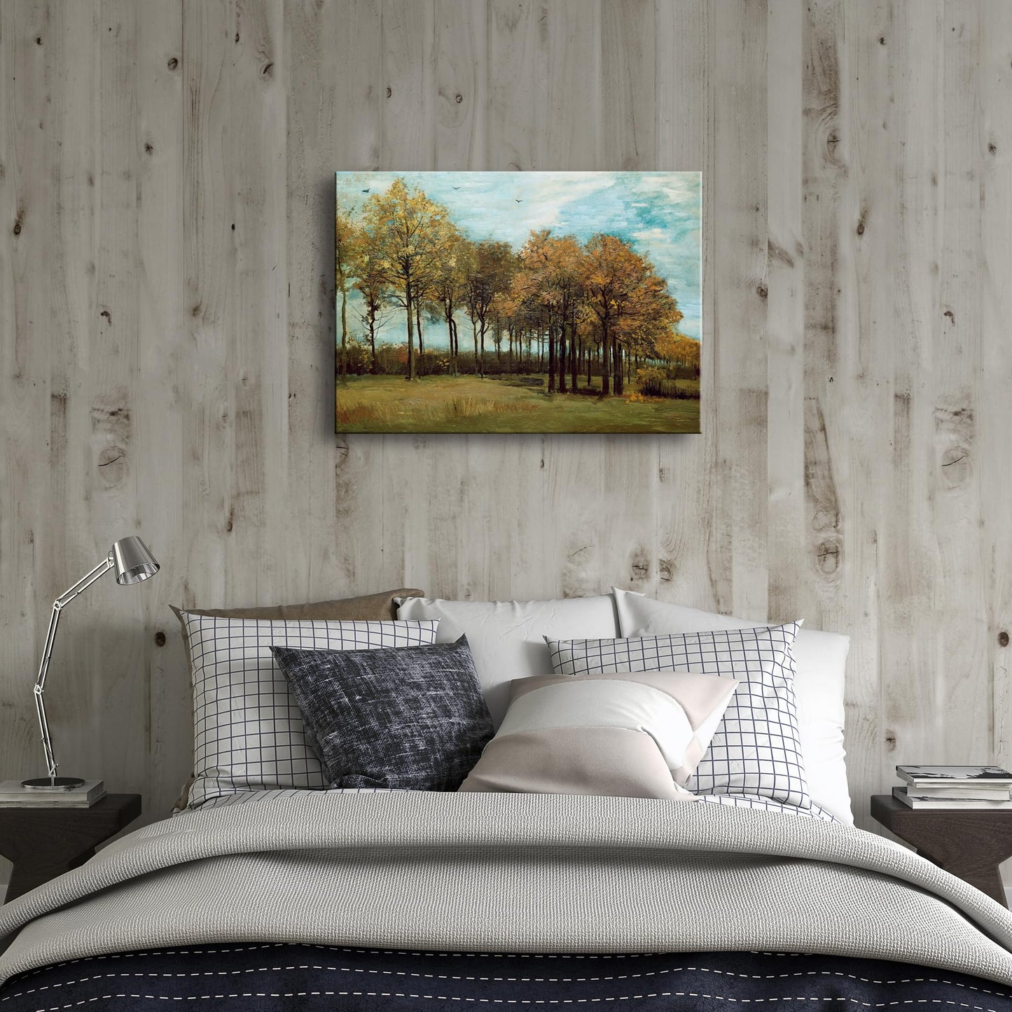 Wieco Art Canvas Prints Autumn Landscape 1885 by Vincent Van Gogh Art Famous Paintings Reproduction Tree Forest Pictures Artwork Wall Art for Home Decor and Wall Decorations