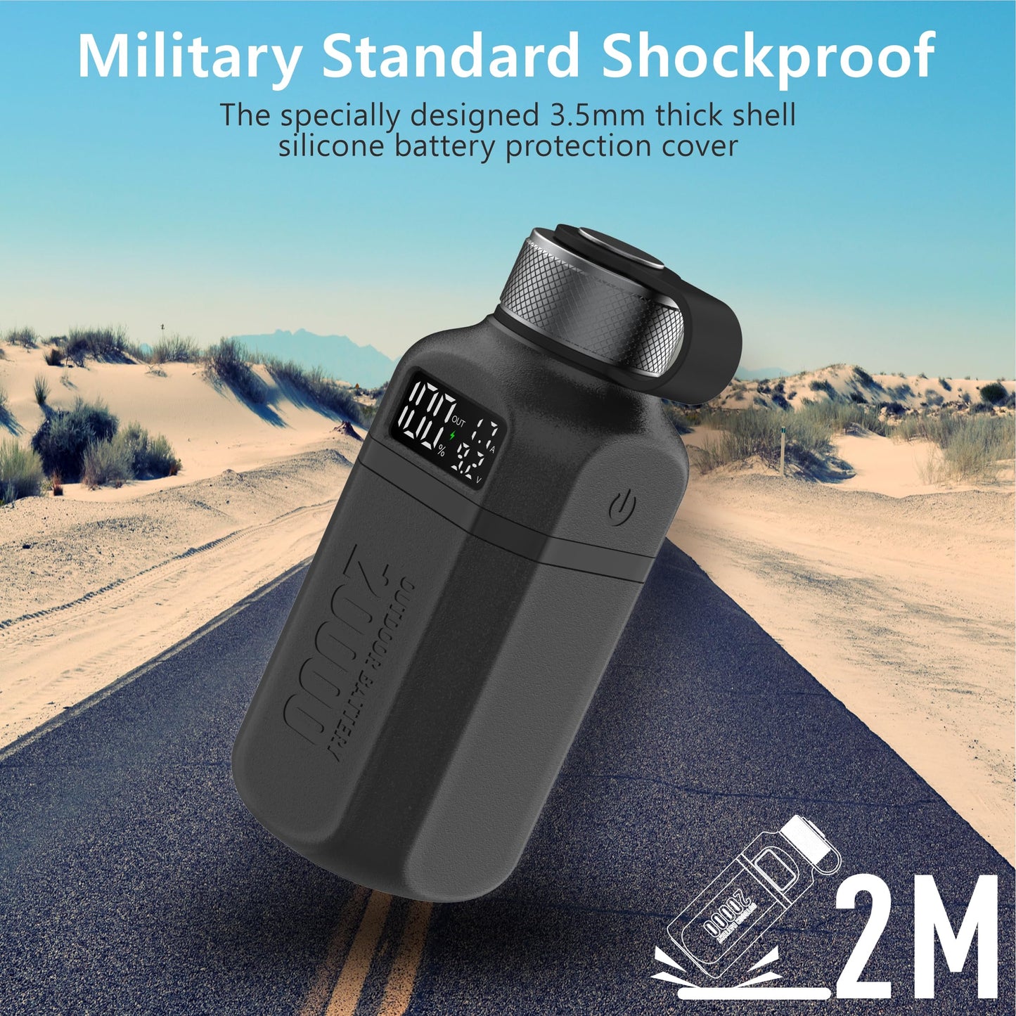 aswayke 20,000mAh Rugged Power Bank with Fast Charge USB-C PD, IP68 Waterproof Shockproof, Includes 420lm Bright Camping Lantern, Tactical Outdoor Charger for Hiking Camping Survival Emergency（Black）