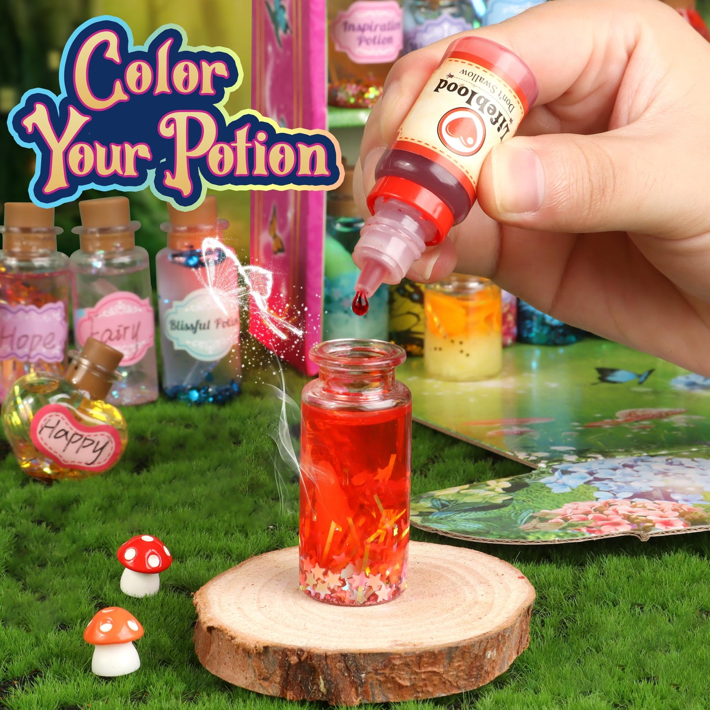 wookidel Fairy Magic Craft Kit for Kids with 20PCS Potion Bottles - Fairy Magical Potions Making Craft Kit - Gift for Christmas, Birthday, Creative Art Crafts Kits for Girls Boys 6 7 8 9 10 Year Old