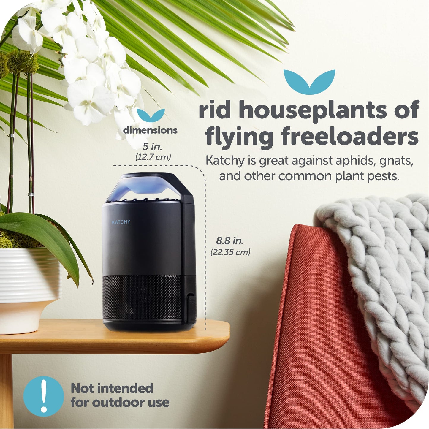 Katchy Flying Insect Trap Indoor – Catcher & Killer for Mosquito, Fruit Fly, Gnat & Small Moth – Non-Zapper with Suction & Blue Light – Ideal for Indoor Spaces, Kitchen & Plants (Original, Black)
