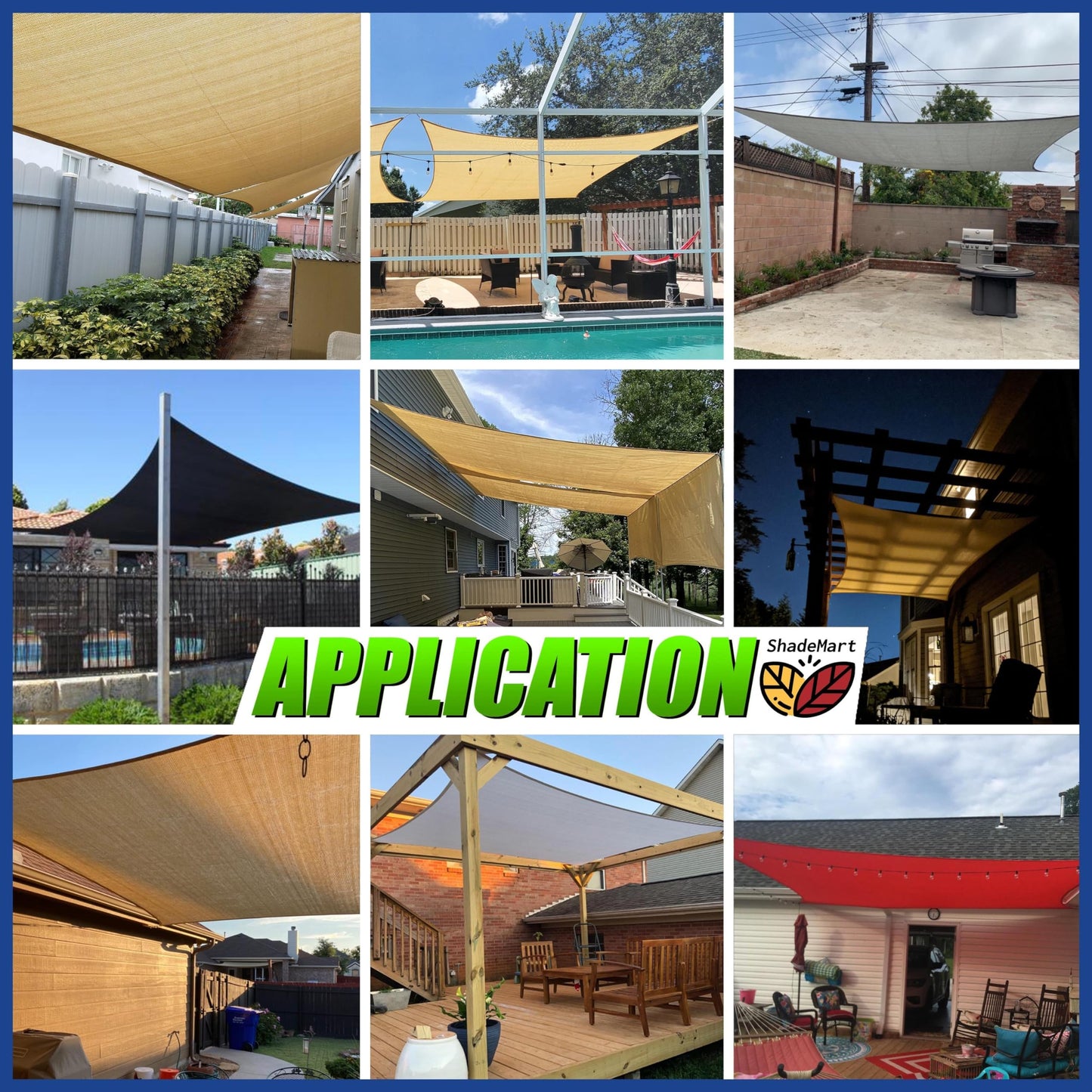 ShadeMart 16' x 20' Beige Sun Shade Sail Rectangle Canopy Fabric Cloth Screen, Water and Air Permeable & UV Resistant, Heavy Duty, Carport Patio Outdoor & (We Customize Size)