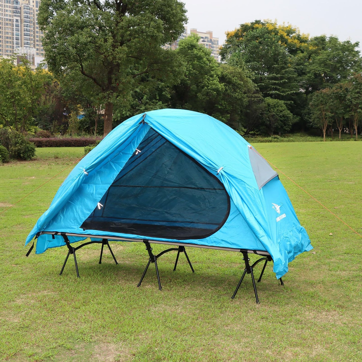Arctic Lemmings 4-in-1 Foldable Elevated Cot Tent Set for 1 Person - Elevated Camping Bed for Outdoor Hiking