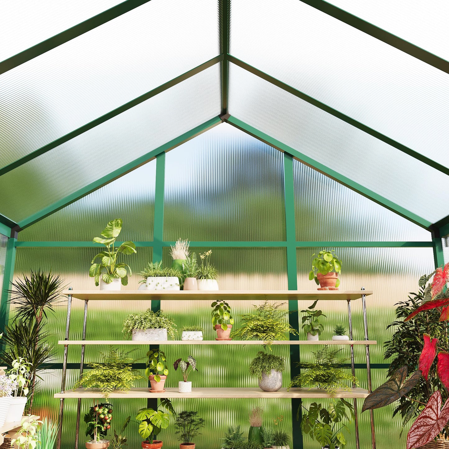 Garvee 6 x 10 FT Greenhouse, Greenhouses for Outside, Polycarbonate Greenhouse with Aluminum Frame, Lockable Door and Ajustable Roof Vent for Backyard, Green Houses for Outside Garden Backyard, Patio
