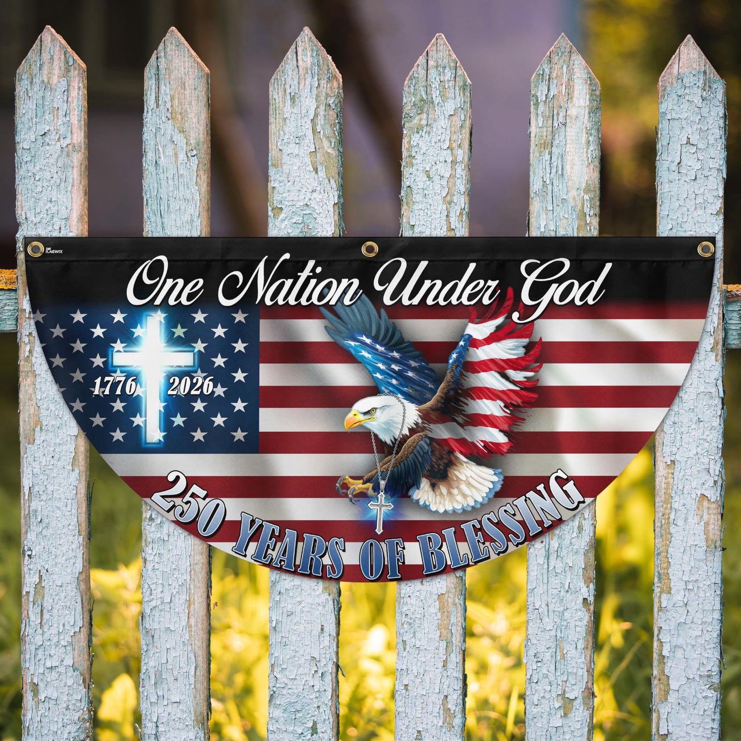 FLAGWIX American 250 Years Anniversary Fan Flag - Polyester Double-sided One Nation Under God Flags For Outside Bunting Flag, 1.5x3 ft - 4th of July Decorations for Home Yard Garden Decor Banner