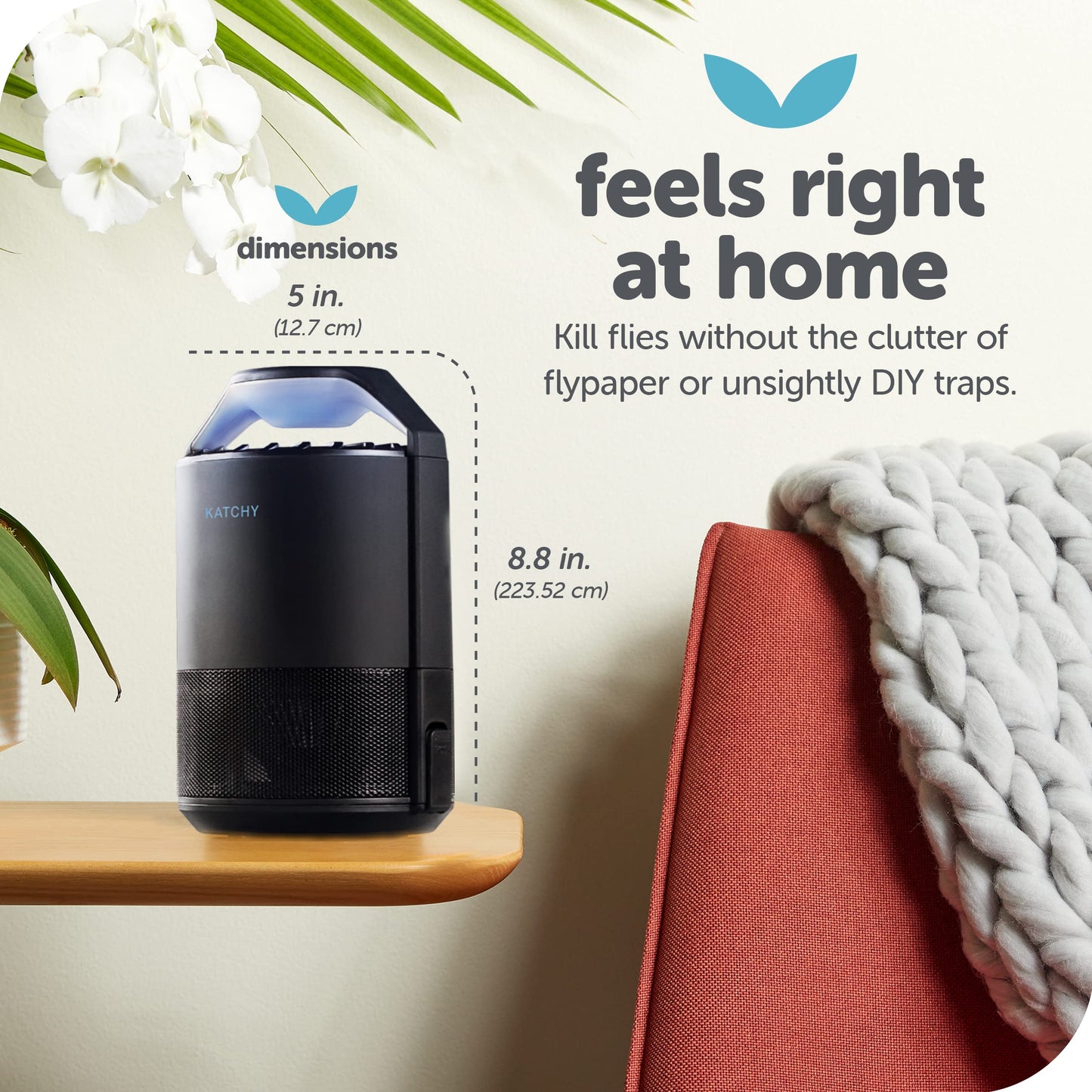 Katchy Midnight Indoor Insect Trap – Auto/Manual Mode – Blue Light & Fan Suction Catcher for Mosquito, Fruit Fly, Gnat, Fungus Gnat & Moth – Ideal for Kitchen & Indoor Plants (Black)