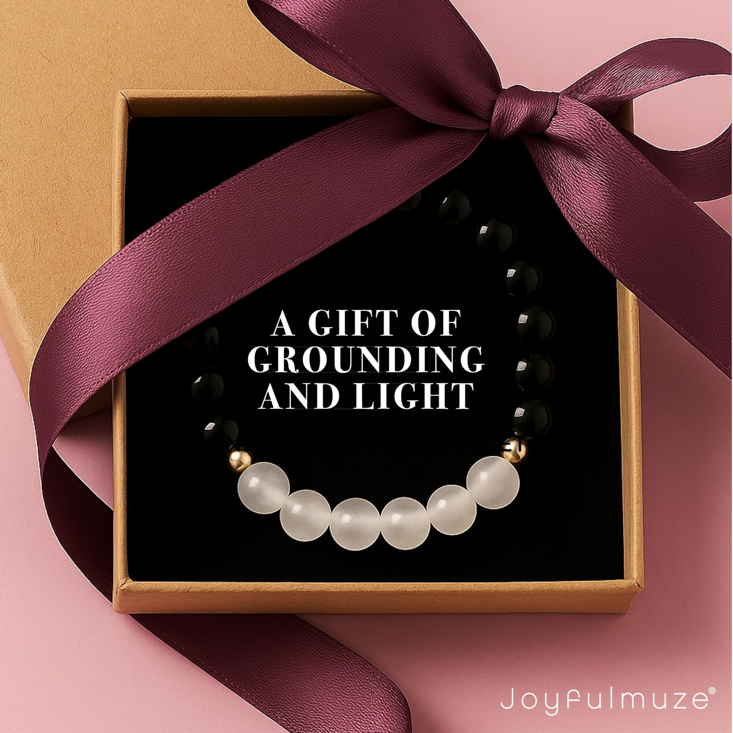 Joyfulmuze Black Tourmaline Selenite Bracelet, Handmade Stretch Jewelry, Natural Calming Crystals, Simple Genuine Chakra Energy Bracelet, Gifts for Women and Man, 8mm