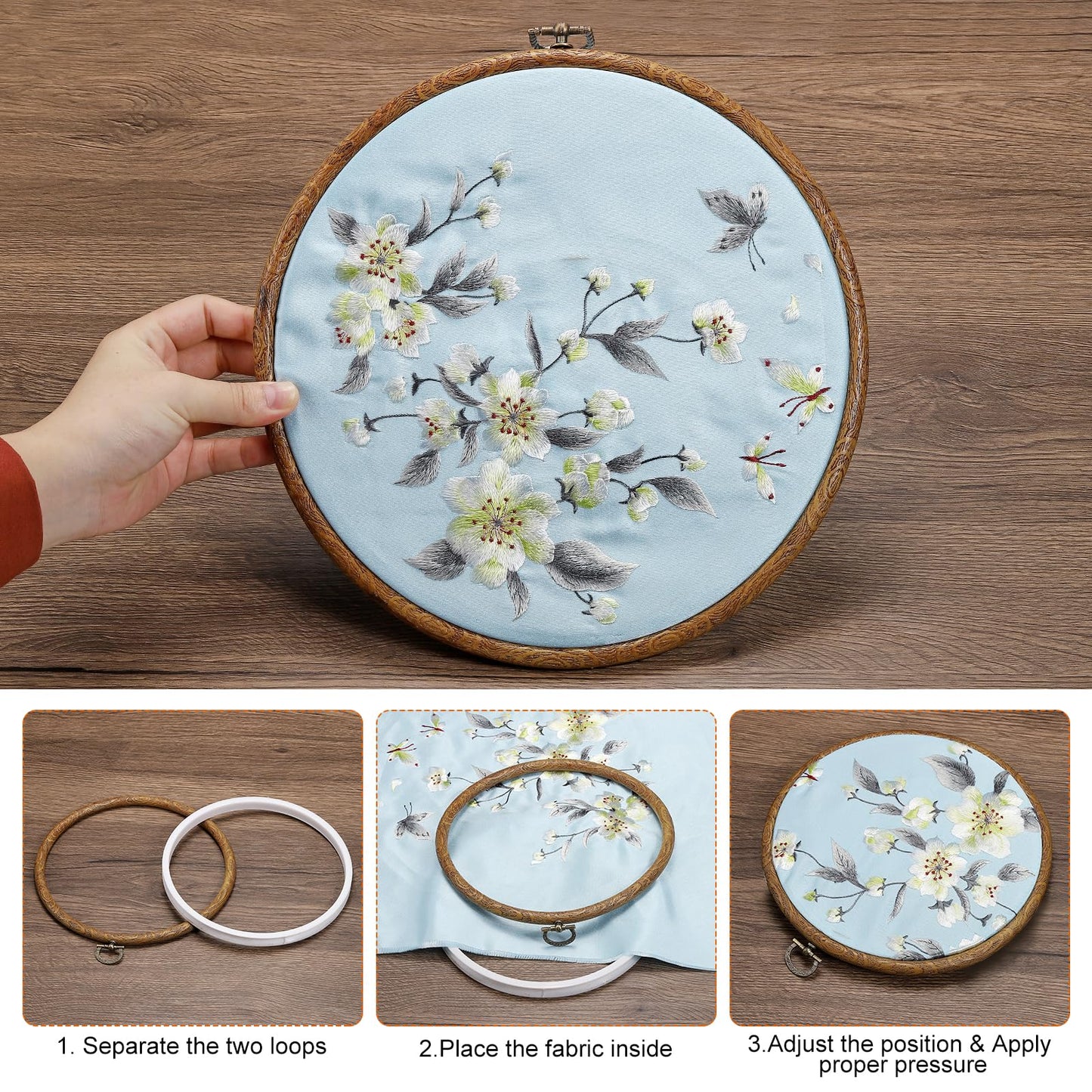 PATIKIL 5inch Embroidery Hoops, 10Pieces Imitated Wood Circle Frame Cross Stitch Hoop Ring for Embroidery Art Craft Sewing Ornaments Hanging Decoration