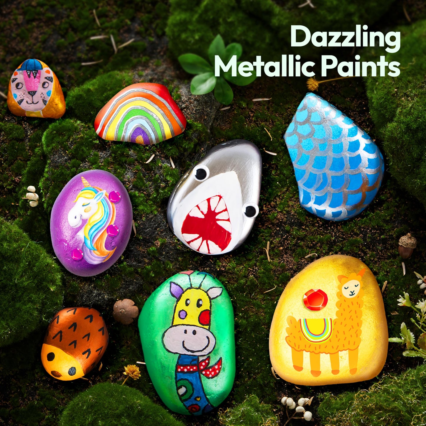 Rock Painting Kit for Kids, Arts and Crafts for Girls & Boys Ages 6-12, DIY Supplies for Painting Rocks, Easter Craft Kits Art Set, Toddler Birthday Christmas Presents, Family Indoor Activity