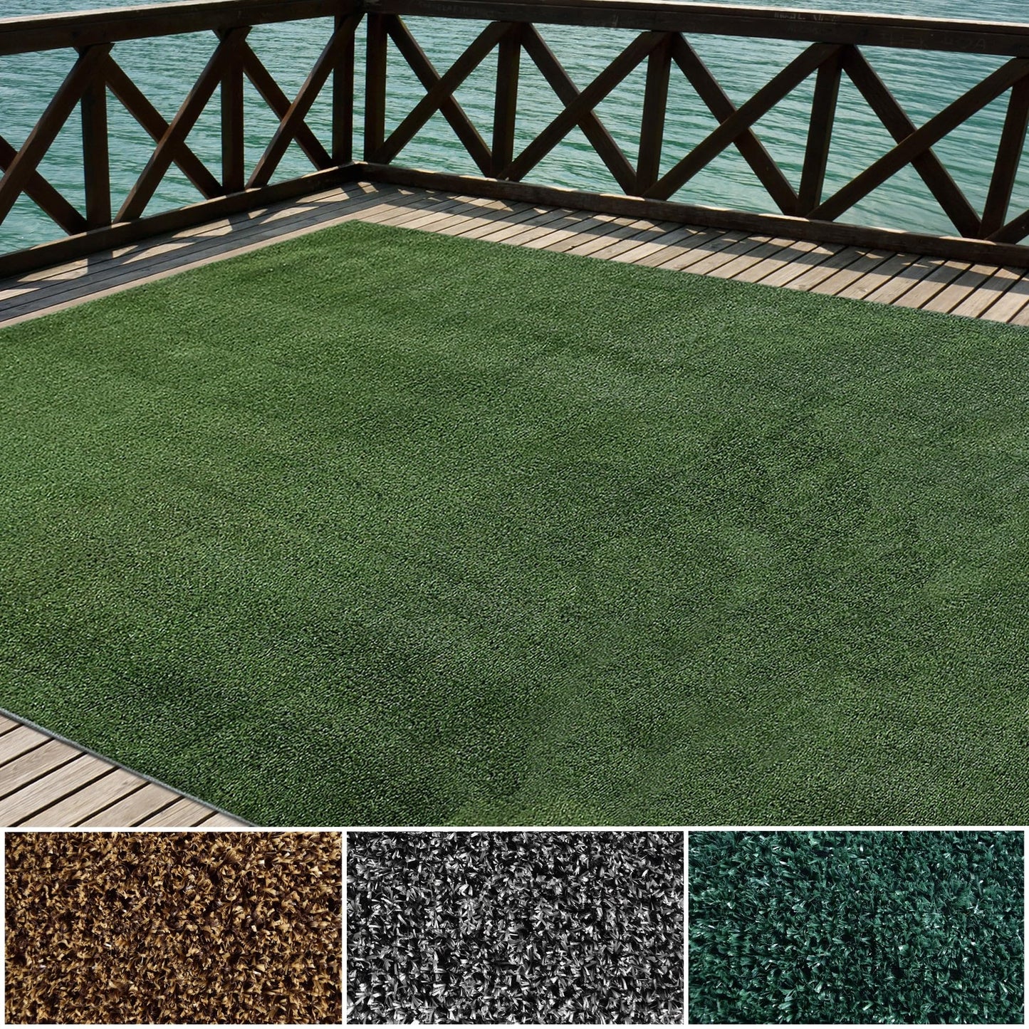 iCustomRug Synthetic Grass Rug – 6 x 12ft Lawn Green Turf Carpet for Patios, Yards, Boats, Camping – Indoor/Outdoor Use