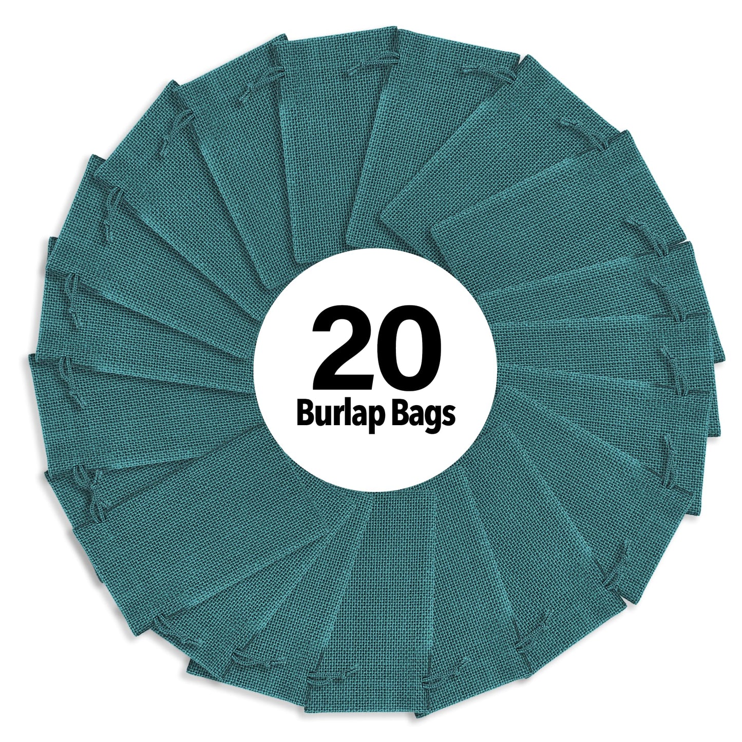 Mandala Crafts 7X9 Inch Teal Burlap Drawstring Gift Bags for Favors - 20 Medium Linen Sacks Gift Pouches for Candy, Coffee, Jewelry, Wedding, and Party Supplies