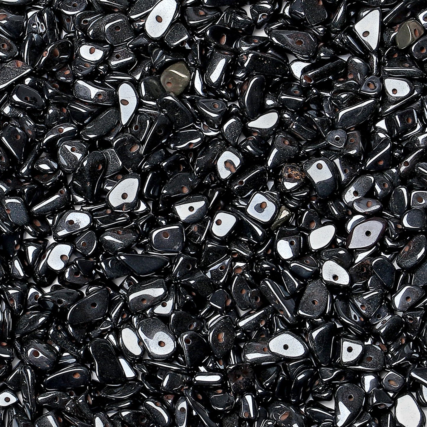 ZHIYUXI 400pcs Black Hematite Beads 5-8mm Healing Crystals Gemstones for Bracelet Making 2 Strands Irregular Stone Loose Rocks Bead for Jewelry Making Hole Drilled DIY Necklace Earrings Craft Gifts
