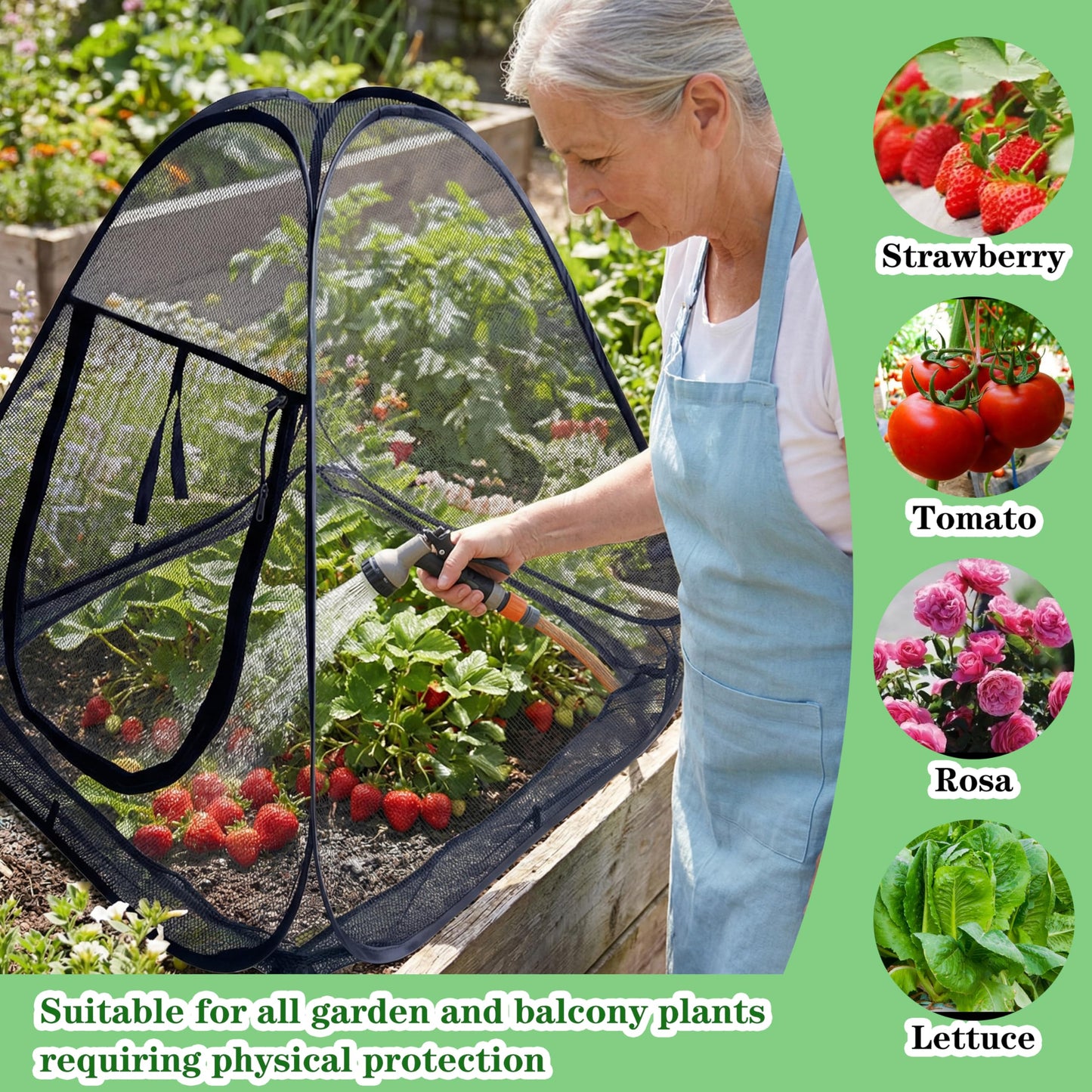 2PCS Pop-Up Garden Netting Protector with 2 Storage Bags & 16 U-Shaped Nails, 28"x28"x32" Plant Shade Tent， Mesh Plant Cover from Animals for Vegetables Fruits Flowers