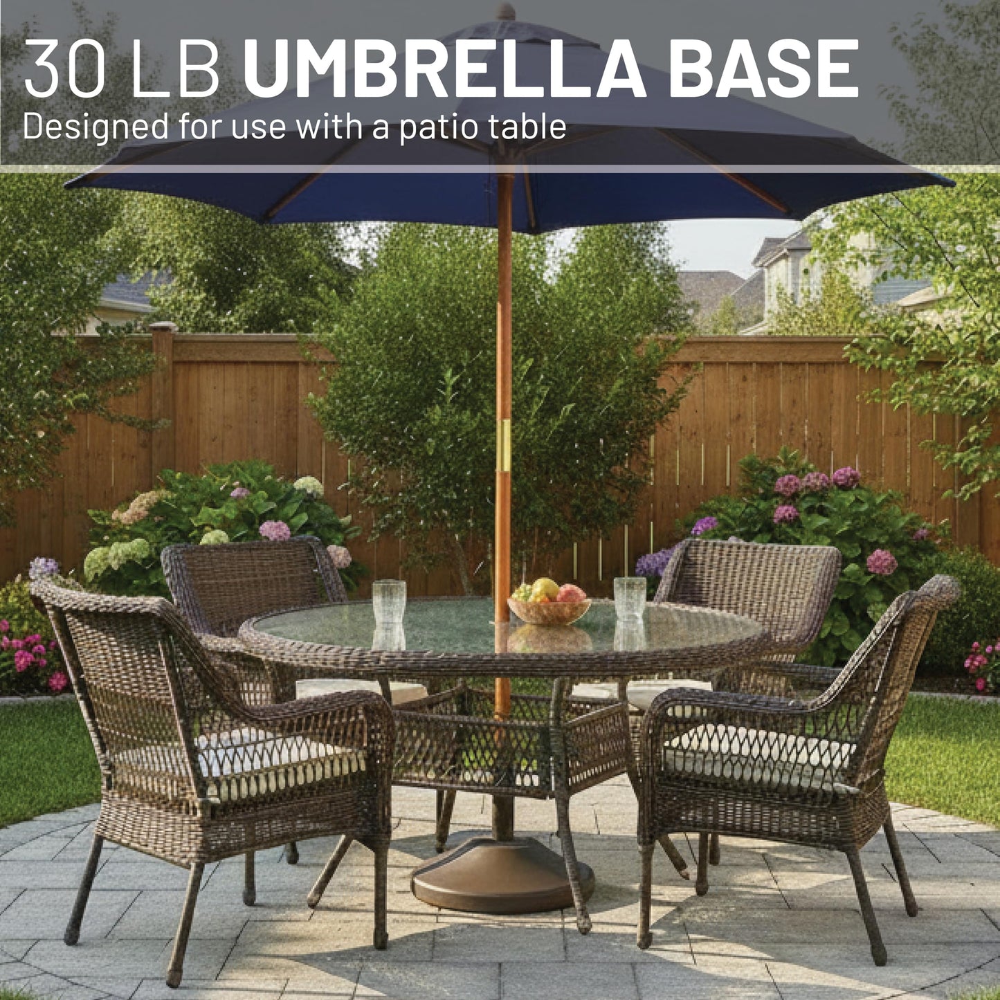 US Weight Fillable Round Umbrella Base - for Use with Patio Table – Heavy Duty Base- Made in the USA
