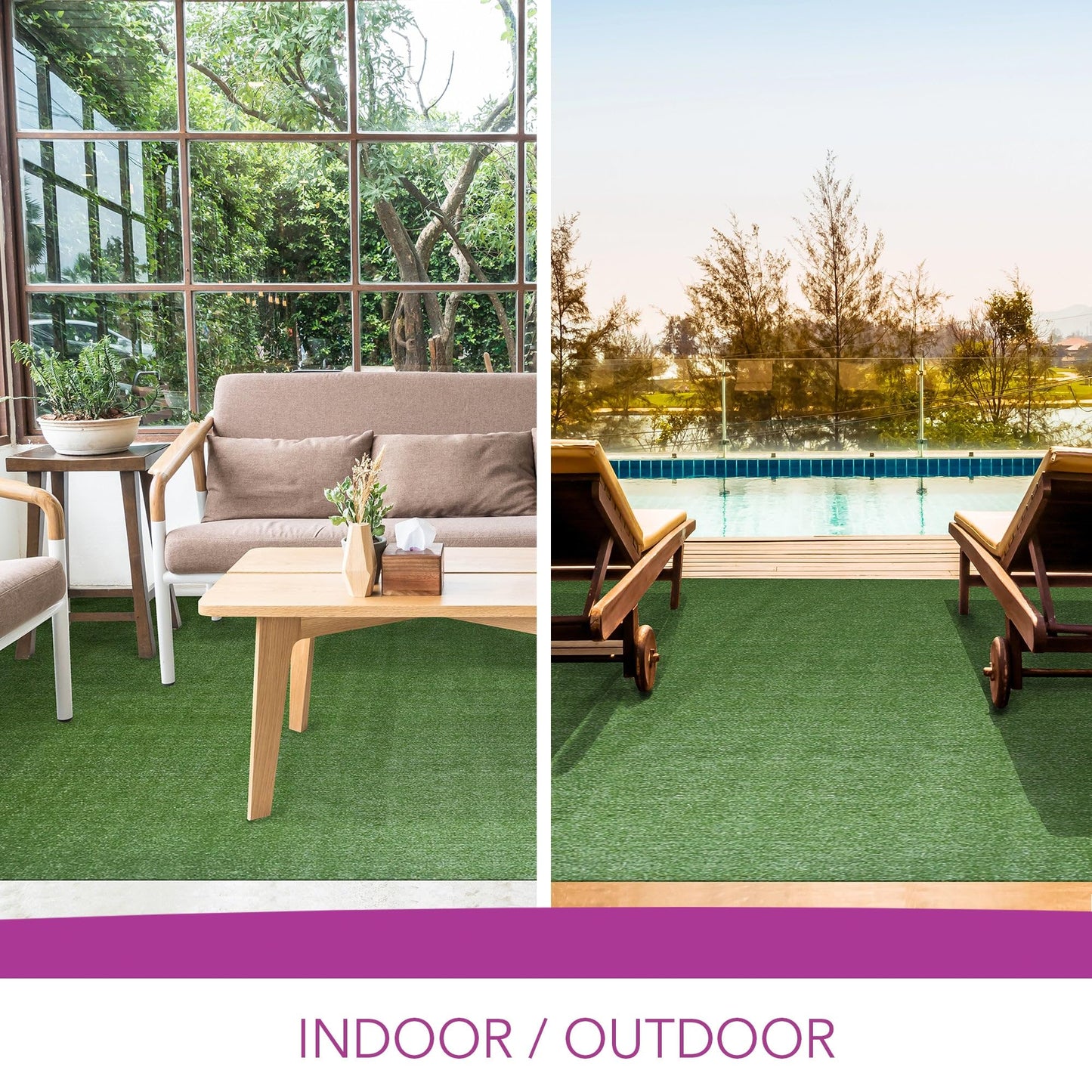 iCustomRug Synthetic Grass Rug – 6 x 12ft Lawn Green Turf Carpet for Patios, Yards, Boats, Camping – Indoor/Outdoor Use