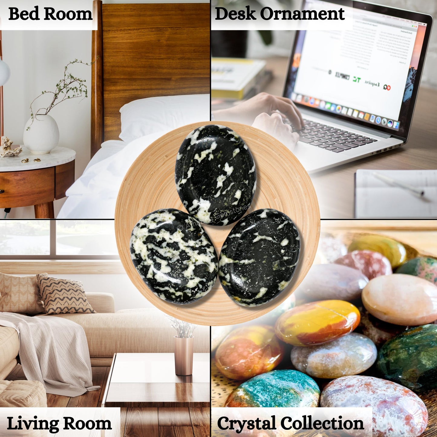 Amazing Gemstone Black and White Tourmaline Crystals and Healing Stones - Large Palm Stone Crystals Piedra - Crystal for Good Luck, Positive Energy, Meditation - Unique Stocking Stuffers, Gifts Women