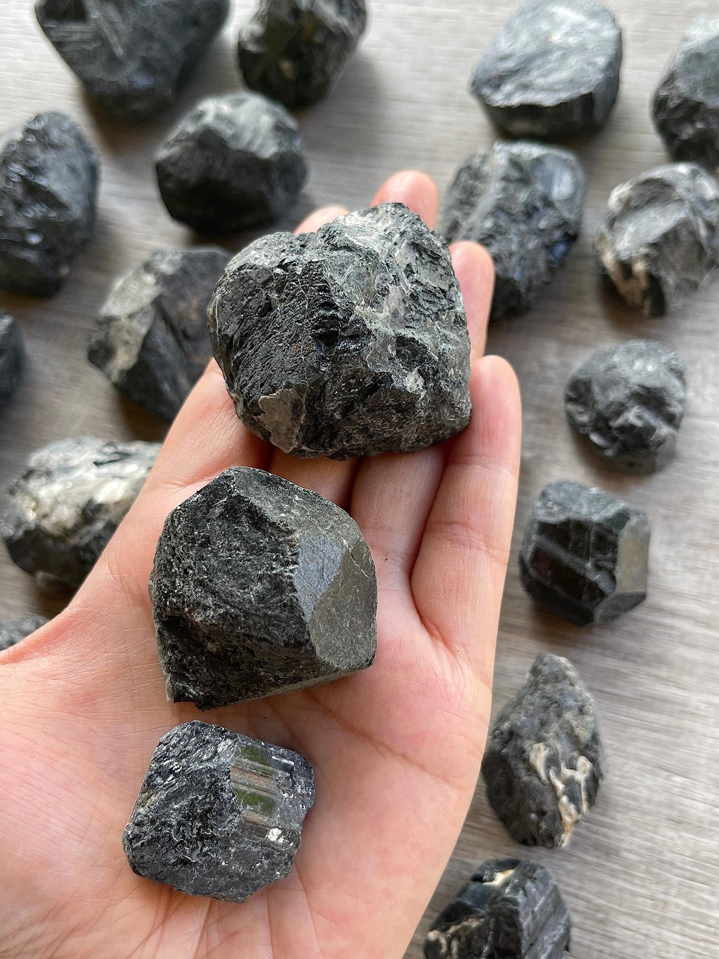 GAF TREASURES Wholesale Raw Black Tourmaline Crystals, Natural Black Tourmaline Stone, Black Tourmaline Rough, Healing Crystals (Black Tourmaline, 0.5 Pound)