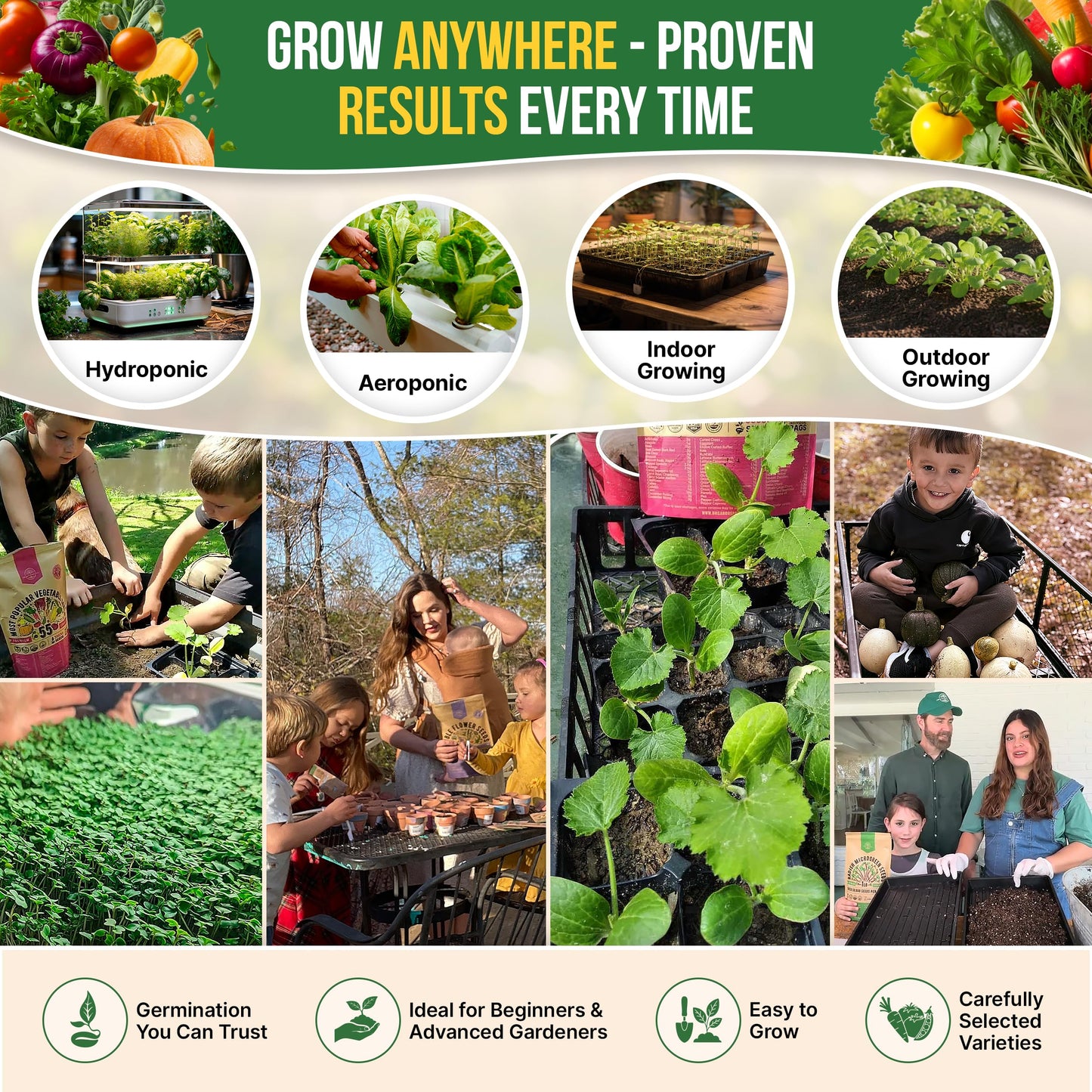 75 Vegetable & Greens Seeds Variety Pack, Garden Seed Starter Kit - Over 44,700 Non-GMO Heirloom Seeds for Planting Vegetables and Greens, Seed Box with Gardening Supplies, Gardening Gifts