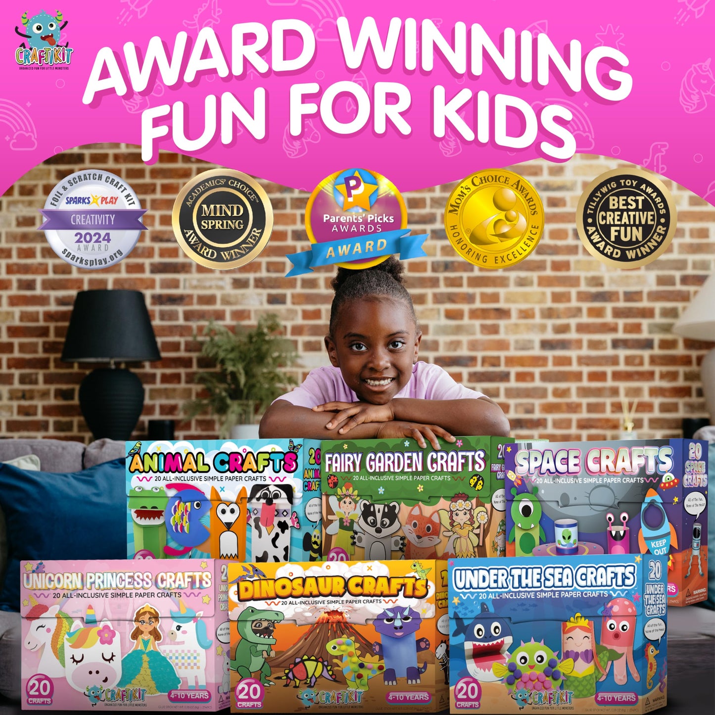 Craftikit® 20 Award-Winning Fairy Garden Crafts for Kids - 20 All-Inclusive Fun Paper Toddler Crafts, Fairy Garden Kit for Kids Ages 3-10
