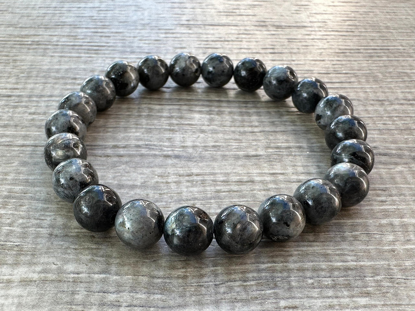 GAF TREASURES Black Labradorite Crystal Bead Bracelet 8mm, Genuine Black Labradorite Stretch Gemstone Bracelet, Healing Crystal Bracelet, Gift for Men & Women (1)