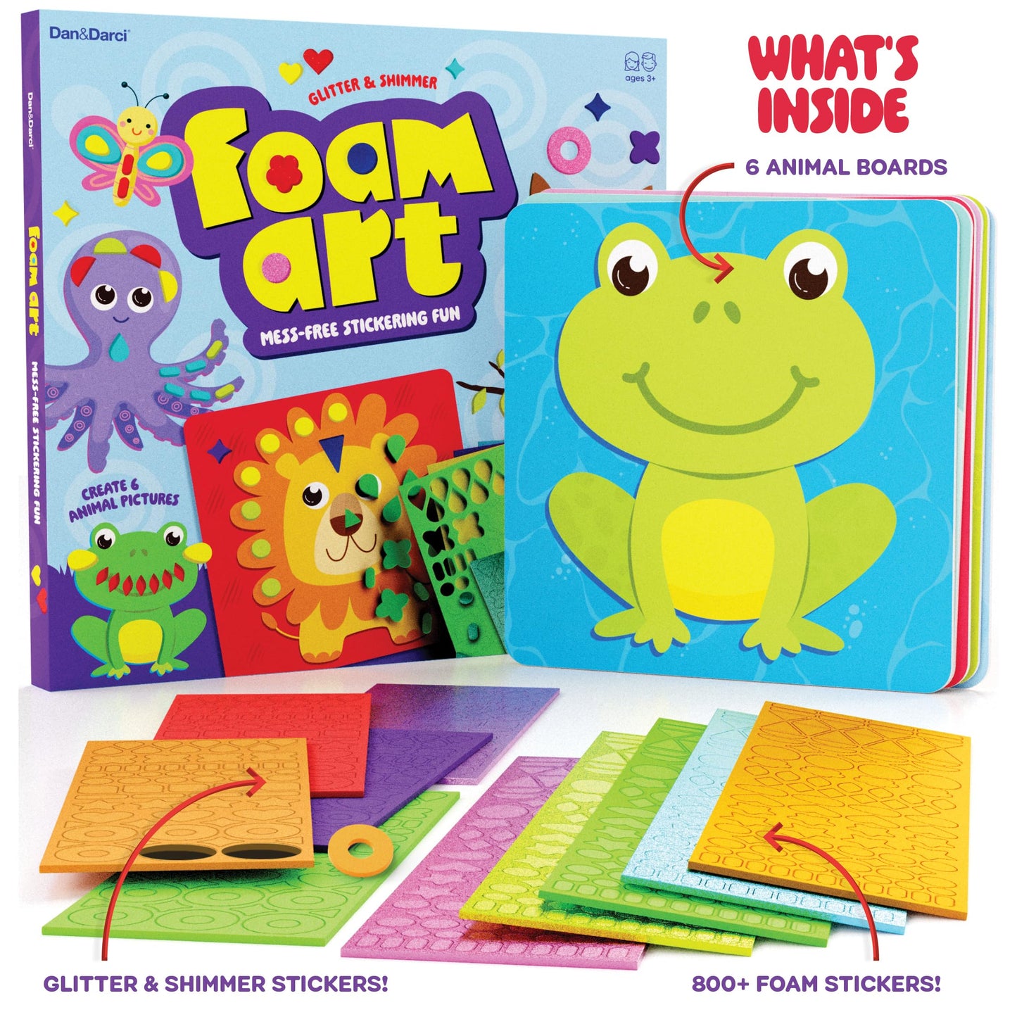 Dan&Darci Foam Sticker Art Craft for Kids - Toddler Arts & Crafts for Ages 3-5 - Boys 4-6 Birthday Gift - DIY Kid Activities Ages 3 4 5 6 Years - 4 Year Old Boy Gifts - Mess Free Craft Activity