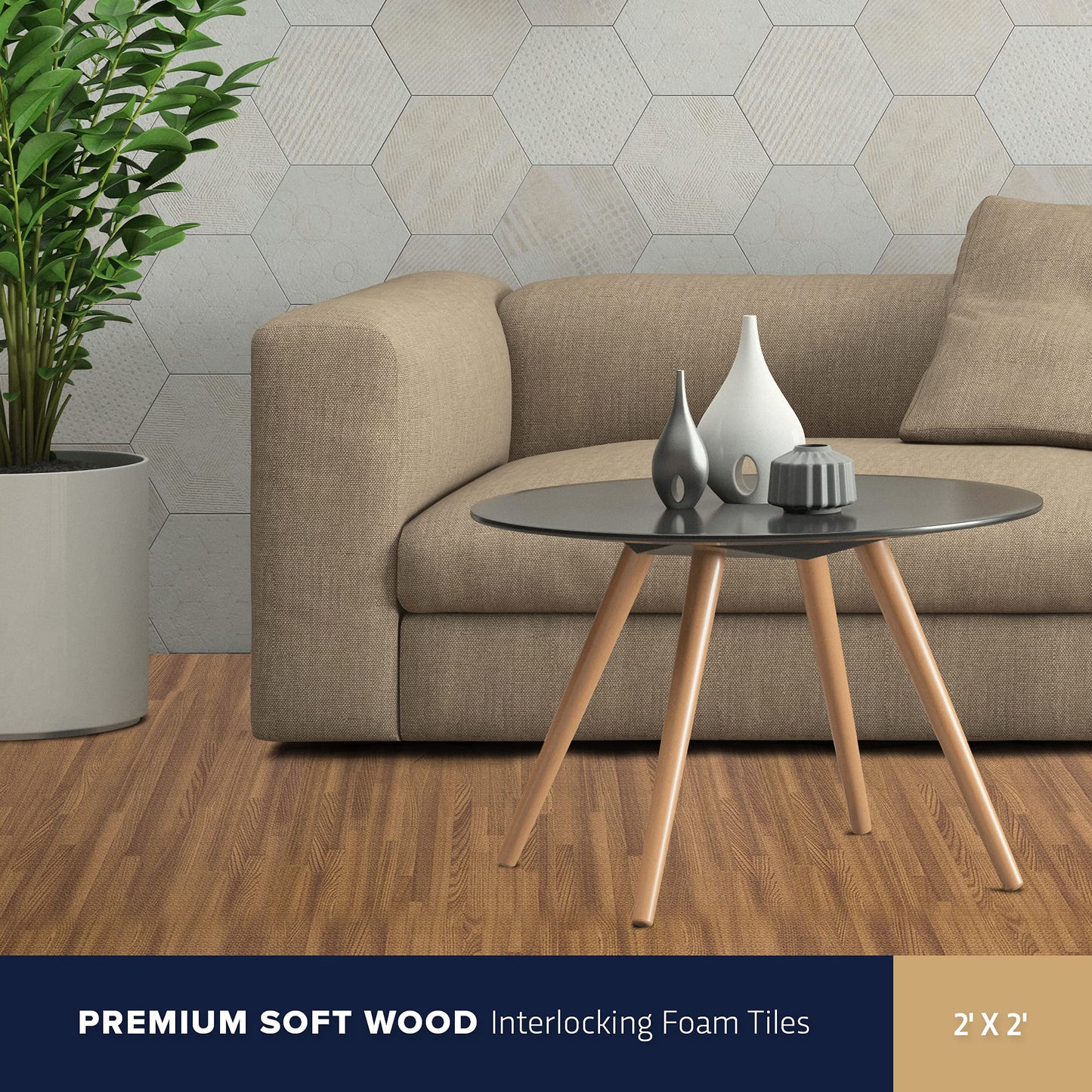 IncStores Premium Soft Wood Print Foam Flooring Tiles | Interlocking Foam Tiles for Home, Gym, Training and Yoga | 5/8" - Textured Maple, 144 Square Feet