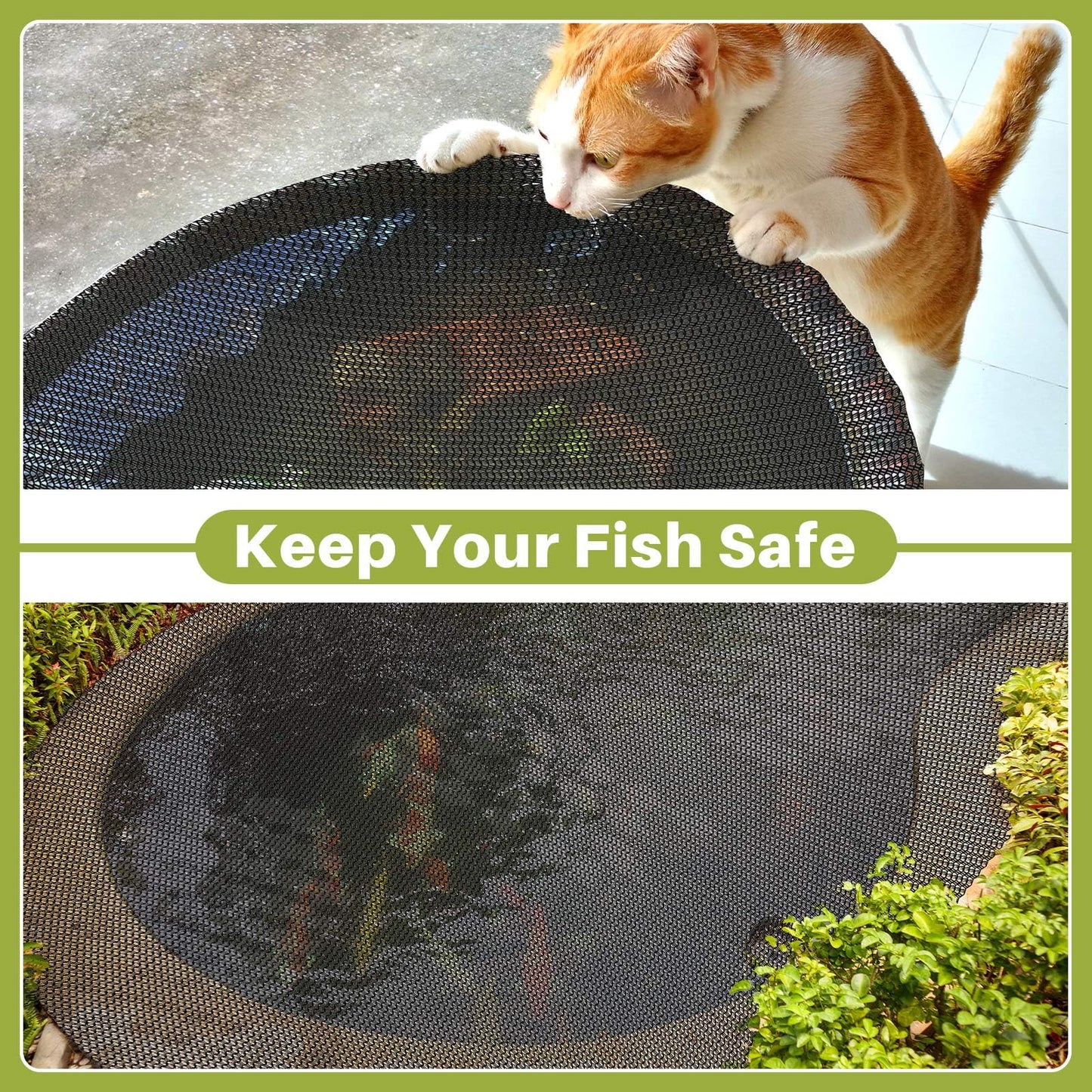 Yoojahow Koi Pond Netting Kit 19.7x30ft, Heavy-Duty Pe, Bird Deer Fence Netting, Durable Net Cover for Leaves, Protect Fish from Blue Heron Bird, Cats & Predators, Stakes & Ties Included