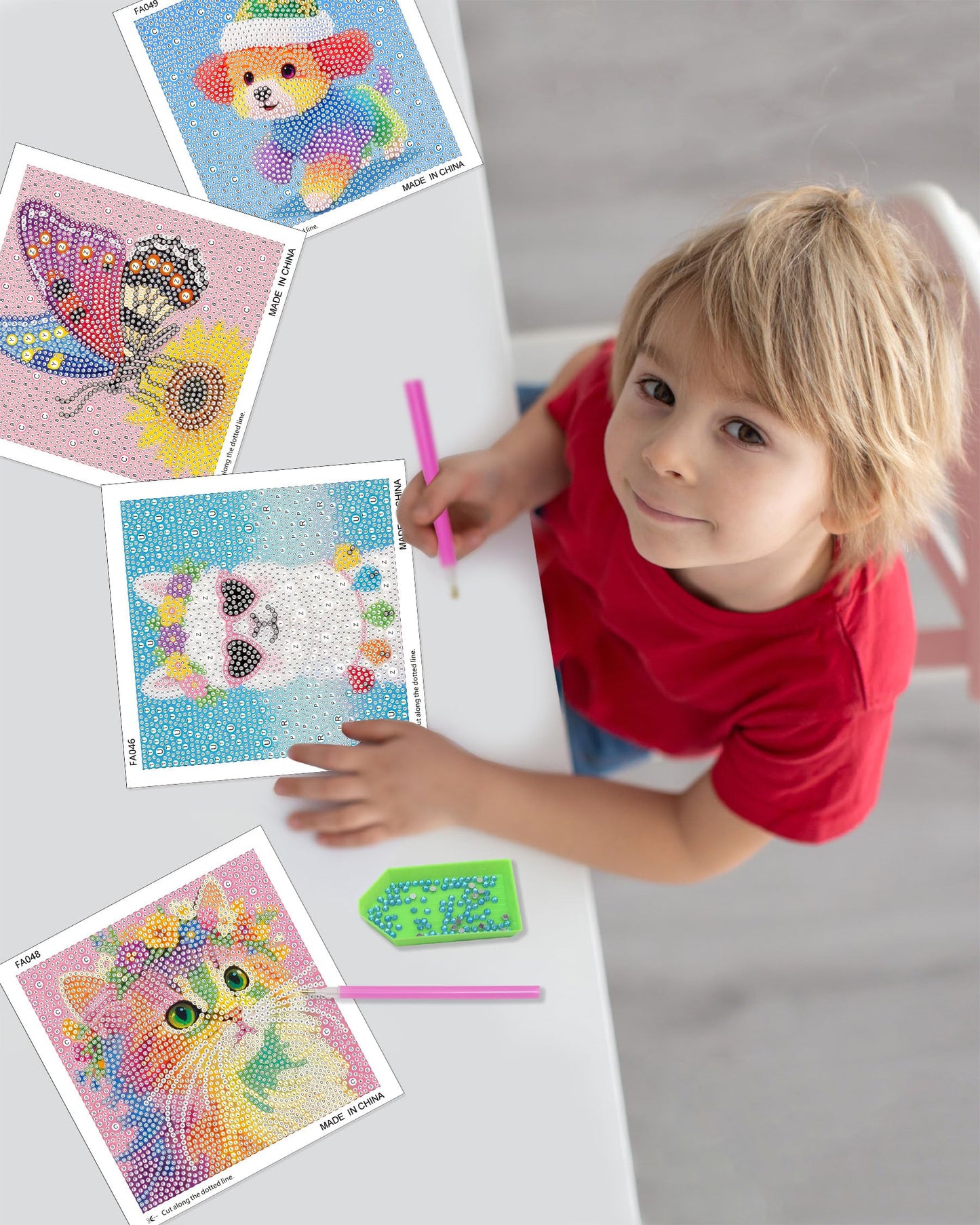 Leixonl 4 Packs 5D Diamond Art Kits for Kids Ages 6-8-9-12,Arts and Crafts Set for Home Wall Decor.Gem Art by Number Kits Arts and Crafts Kits(5.9x5.9inch) (4-pack-15-alpaca)