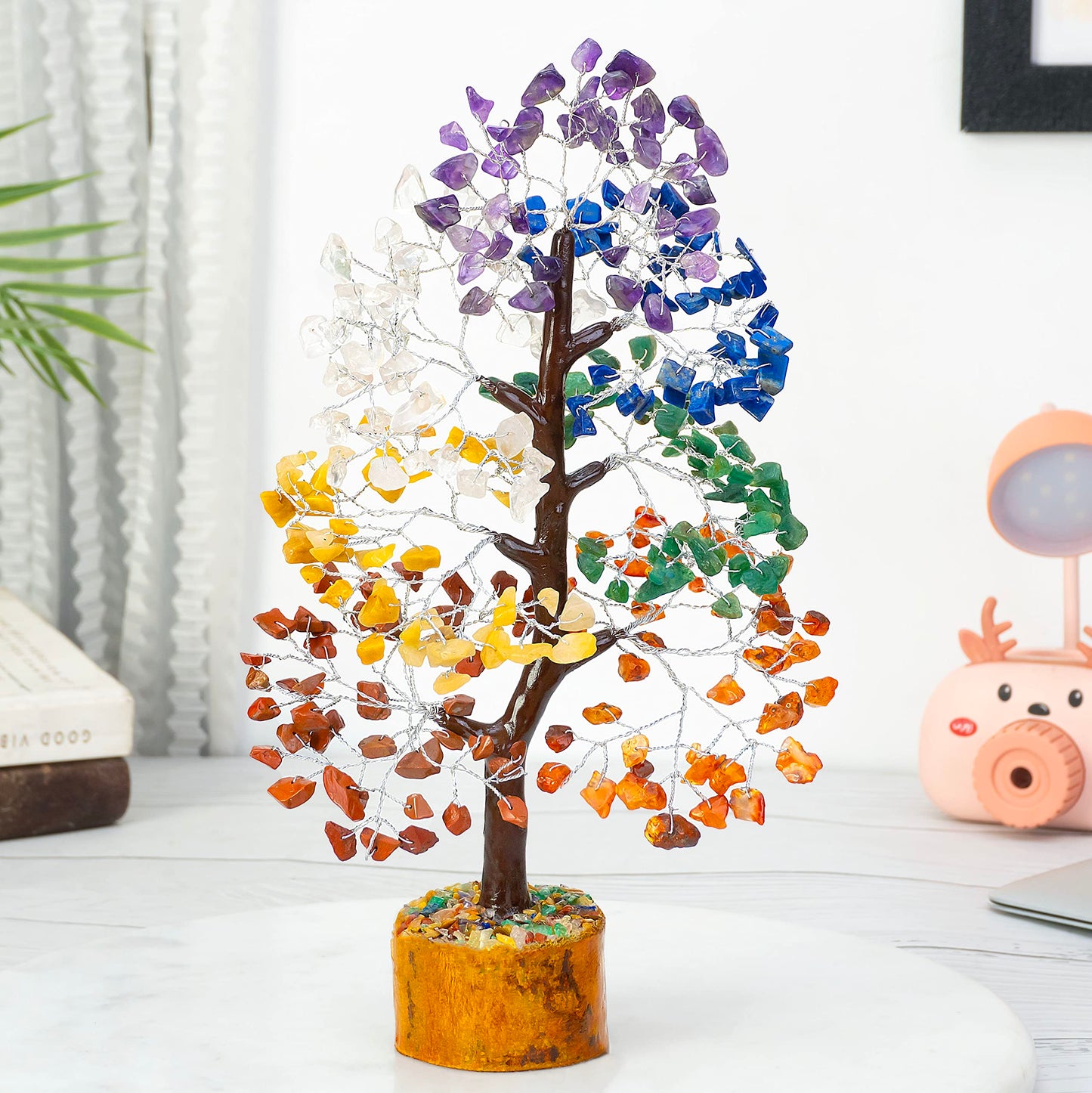 7 Chakra Tree of Life Crystal Tree Positive - Gemstone Tree - Spiritual Wisdom - Seven Chakra Tree - Feng Shui - Handmade Decor - Creativity - Healing Tree - Attract Good Luck Charm Gift