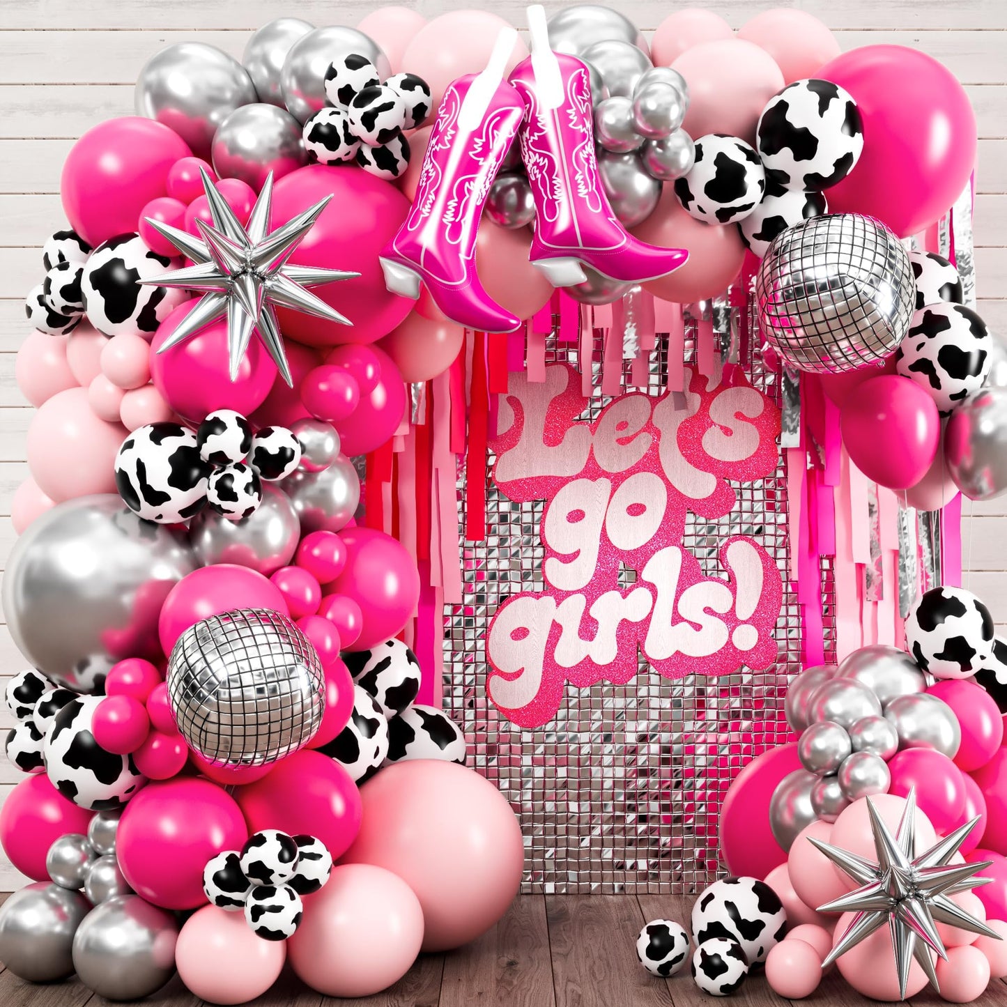 ALL-IN-1 Cowgirl Balloon Arch Kit with BONUS Boot Balloons for Cowgirl Party Decorations - Cow Girl Balloons Garland for Disco Cow Girl Birthday Party Decorations & Last Rodeo Bachelorette Decoration