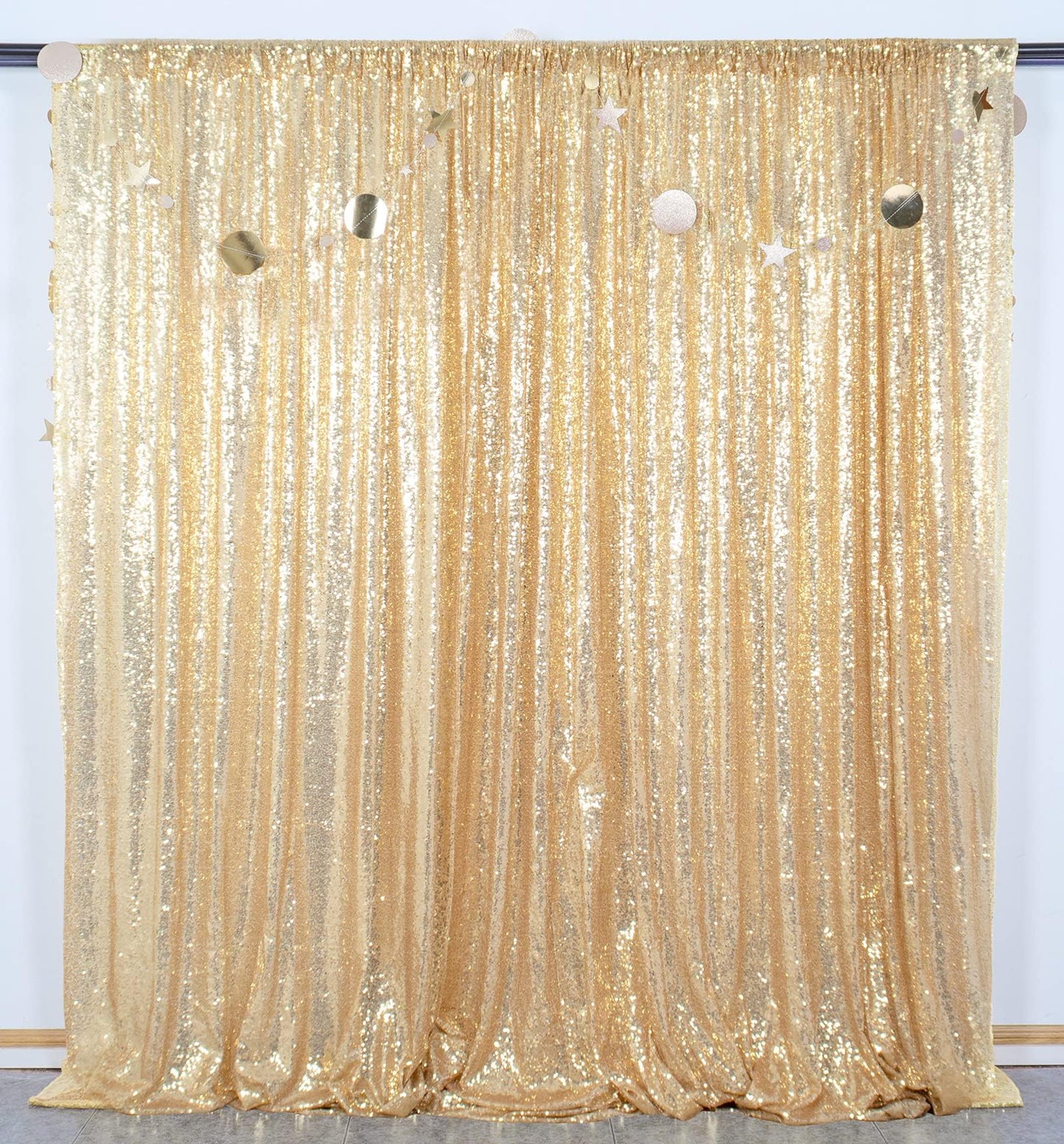 ShinyBeauty Champagne Gold Sequin Backdrop 10x10 - Sparkly Photography Background for Weddings, Birthdays, Photo Booths, Events | Shimmer Curtain for Stunning Visuals & Party Decor (Champagne Gold)