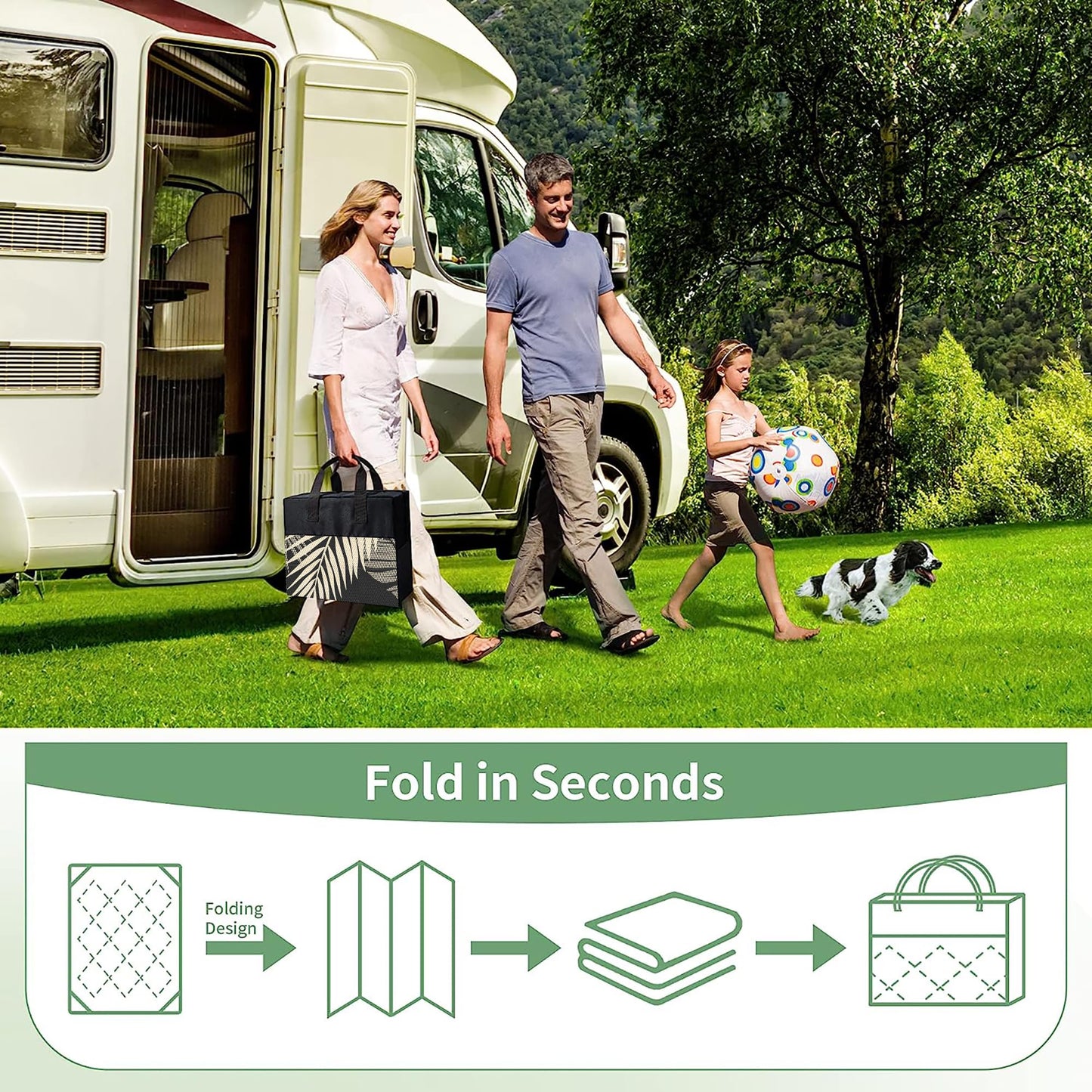GENIMO Outdoor Rug 8' x 10' Waterproof for Patios Clearance, Reversible Outdoor Plastic Straw Camping Rug Carpet, Large Area Rugs Mats for RV, Camper, Deck, Balcony, Porch, Beach, Picnic, Black&Beige