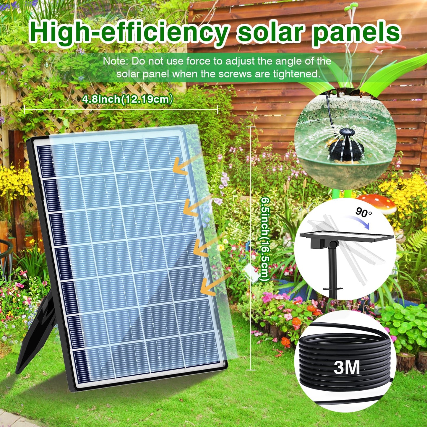 AISITIN 4.5W Solar Water Fountain, Upgraded DIY Solar Water Pump Fountain Kit with Cable Nozzles for Garden, Pond, Pool and Fish Tank