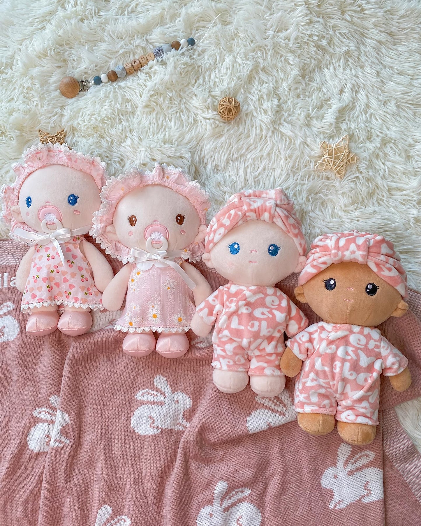 LeyaDoll Soft Baby Doll Toys (9''), My First Baby Rag Doll for 1 Year-Old Girl Birthday Gift, Christmas Plush Toys Gift for Toddler Kids Infants-Cherry Baby