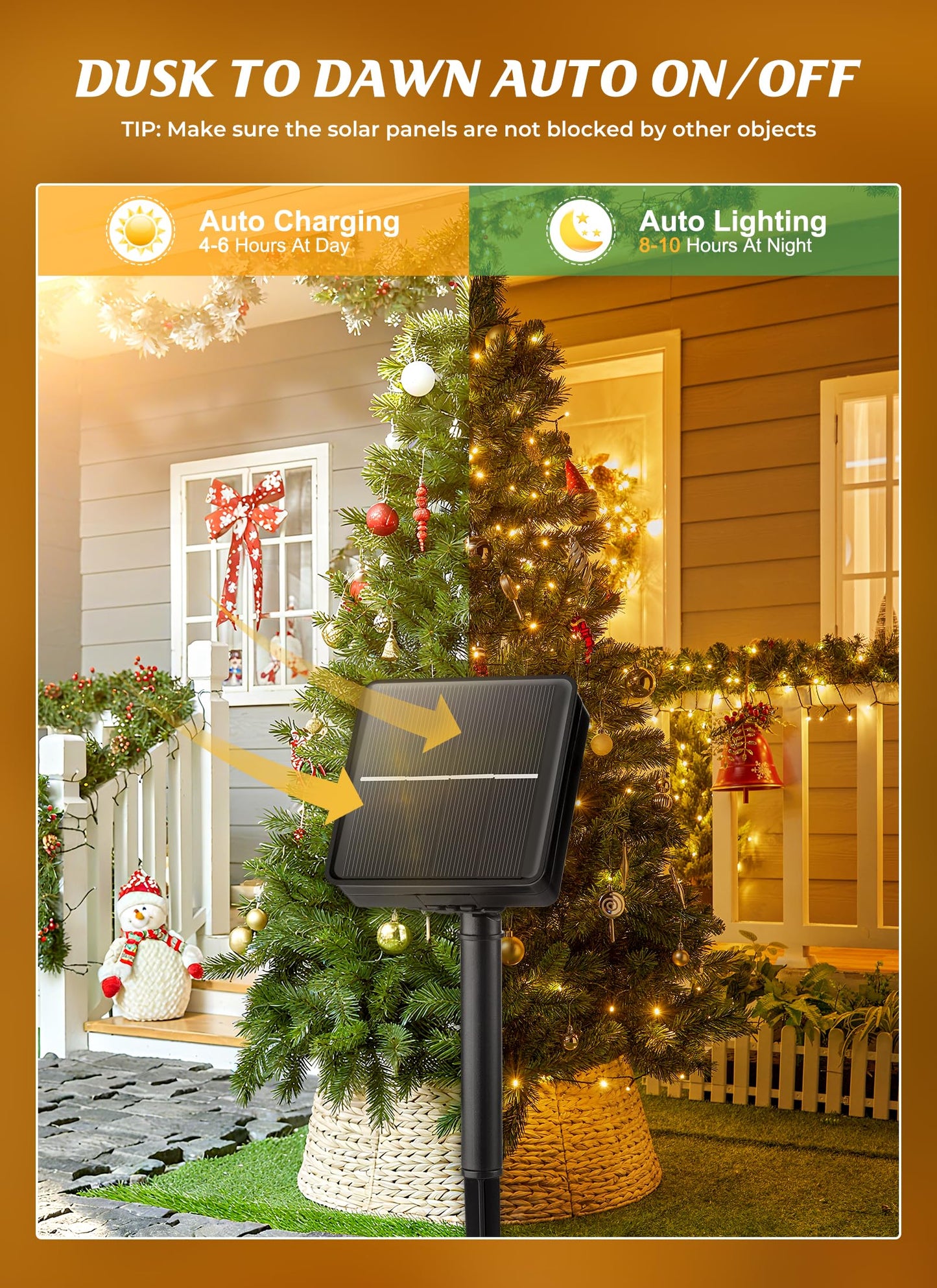 Brightown 2 Pack Solar String Lights Outdoor Waterproof, 80 FT 200 LED Solar Powered Christmas Lights with 8 Modes, Auto On/Off, Patio Lights for Outside Tree Garden Balcony Party Decor (Warm White)