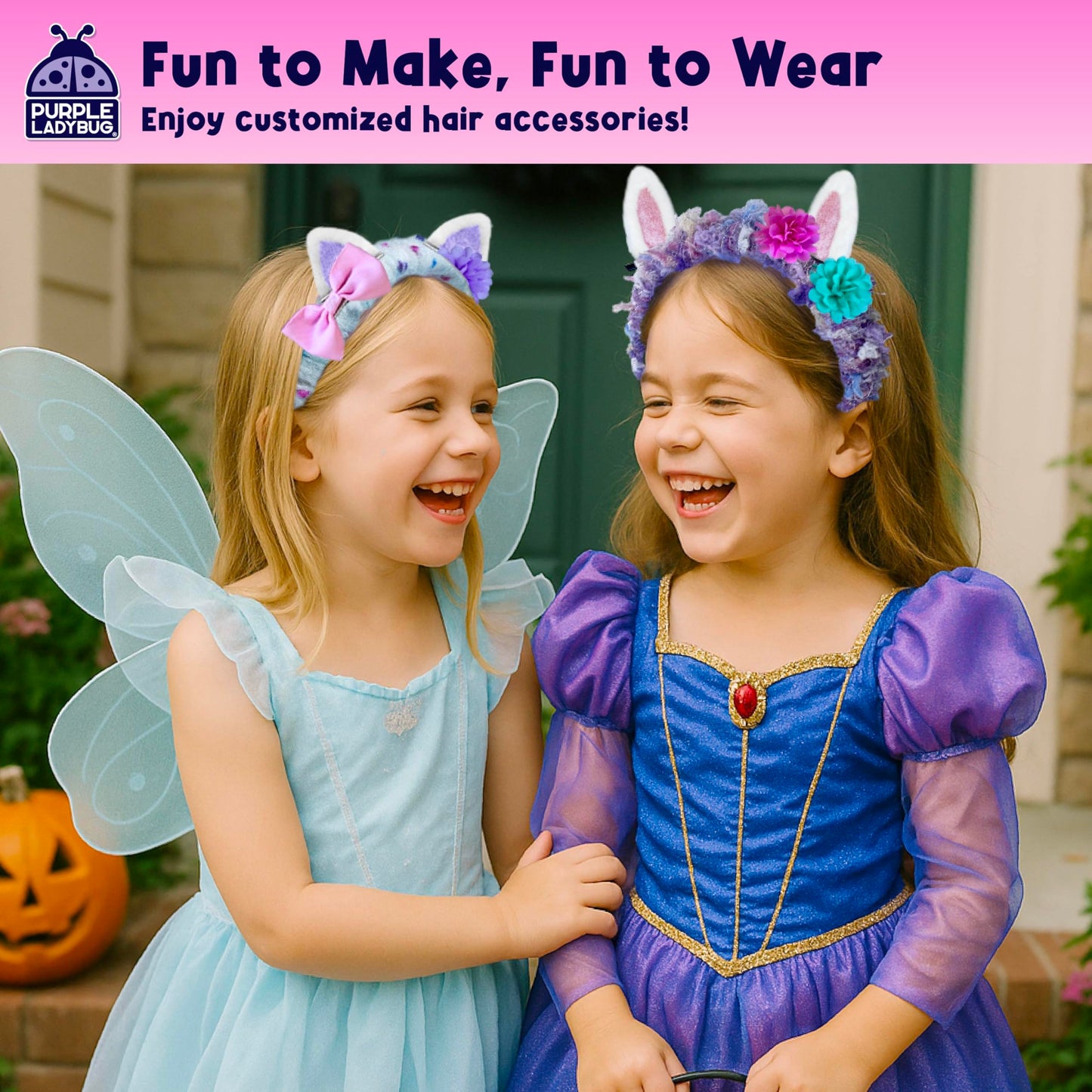 PURPLE LADYBUG Yarn Headbands for Girls - Great 5 Year Old Girl Gifts, Fun 7 Year Old Girl Birthday Gifts Idea, Girls Hair Accessories, Arts and Crafts for Kids Ages 6-8, Make Your Own Kids Headbands