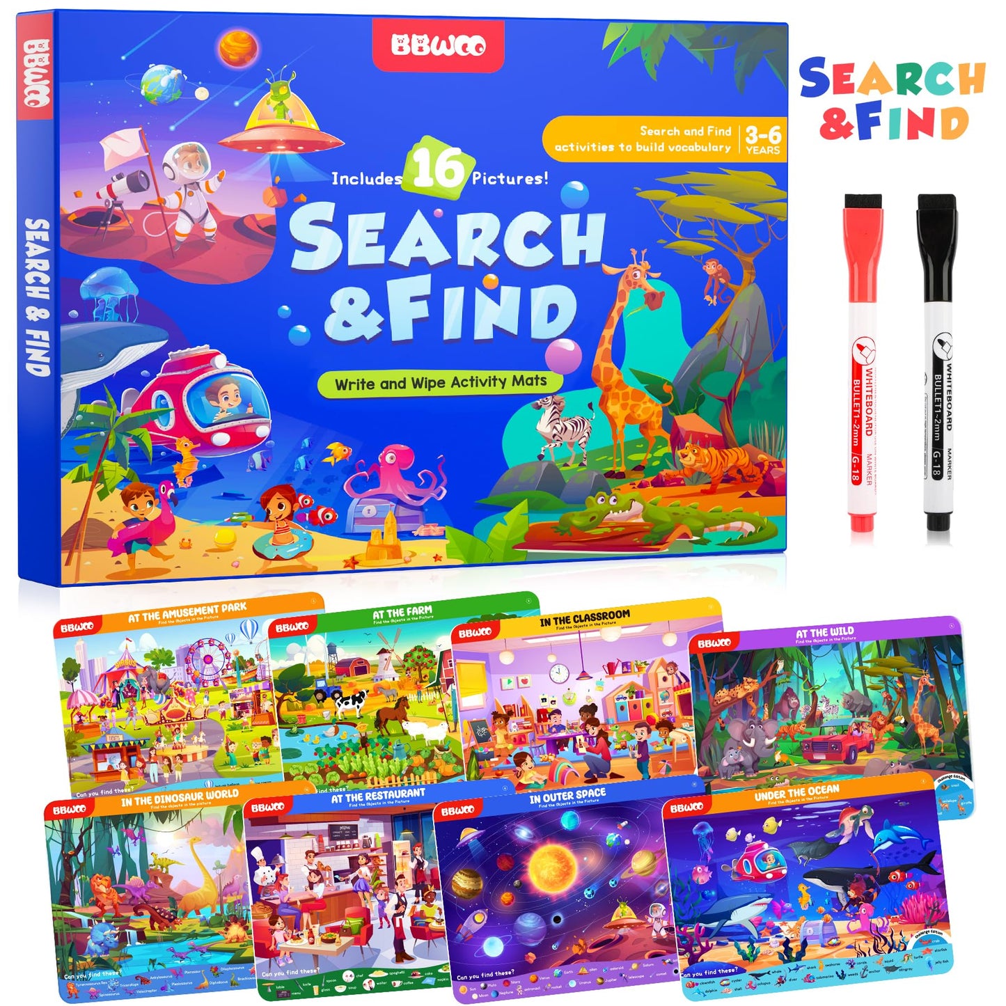Search and Find Activity Books for Kids Ages 3-5, Travel Games Toys for Car Airplane, Road Trip Activities for Kids Games 4-8, Preschool Learning Activities, Educational Seek Game,Gifts for Boys Girls