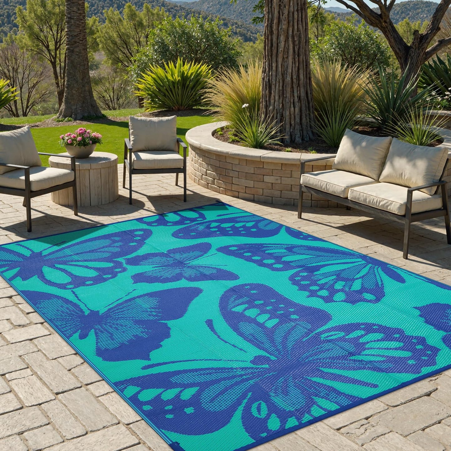 Uphome Outdoor Rug Waterproof 8x10 ft, Patio Plastic Straw Rugs for RV Camping, Reversible Mat Outside, Indoor Outdoor Large Floor Carpet for Back Yard Deck Balcony Porch Beach Picnic