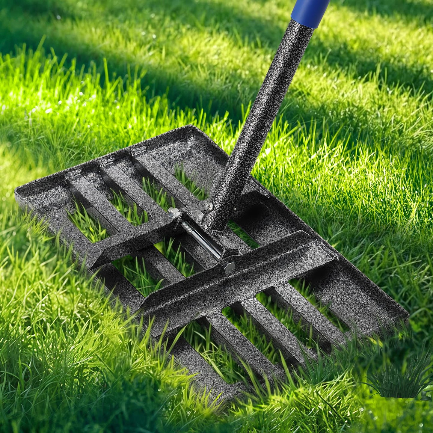 Lawn Leveling Rake, Heavy Duty Lawn Leveler with 17" x 10" Rakes Head Plate No Flipping, Smooth Garss Topsoil Dirt Sand, Metal Ground Leveling Tool with 5 ft Long Handle for Yard Garden Golf Course