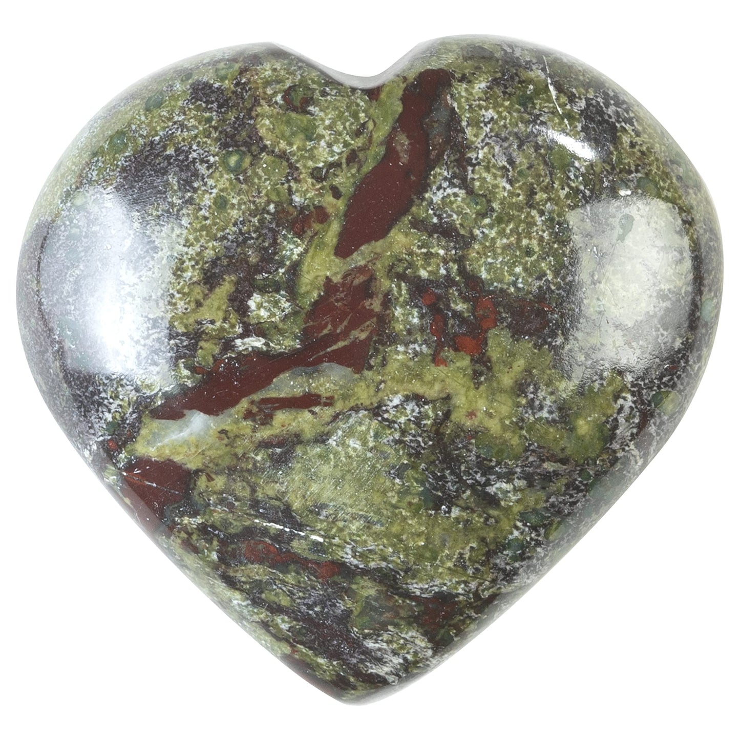 Crocon® 50mm Dragon Bloodstone Heart stone Big Heart Shape Puff Stones Set 450+ Carats Pocket Crystal Healing Tumble Collection Palm Worry Stone Good Luck Charm Meditation Gift Craft Home Decor