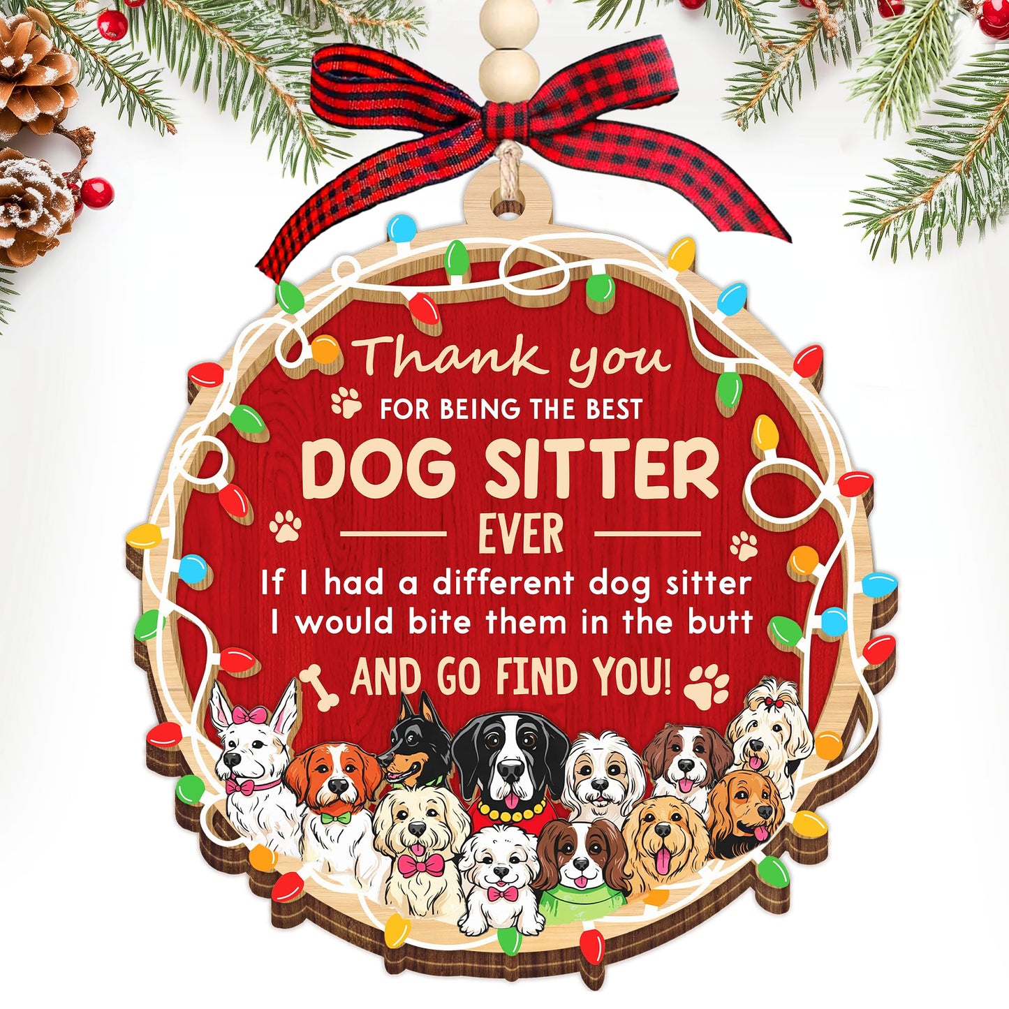 HEXMOZ Dog Sitter Gifts for Women, Men - Dog Sitter Ornament - Petsitter Thank You Gift for Christmas, Appreciation Present Gift Ideas - Xmas Dogs Ornaments Holiday Decorations 2025