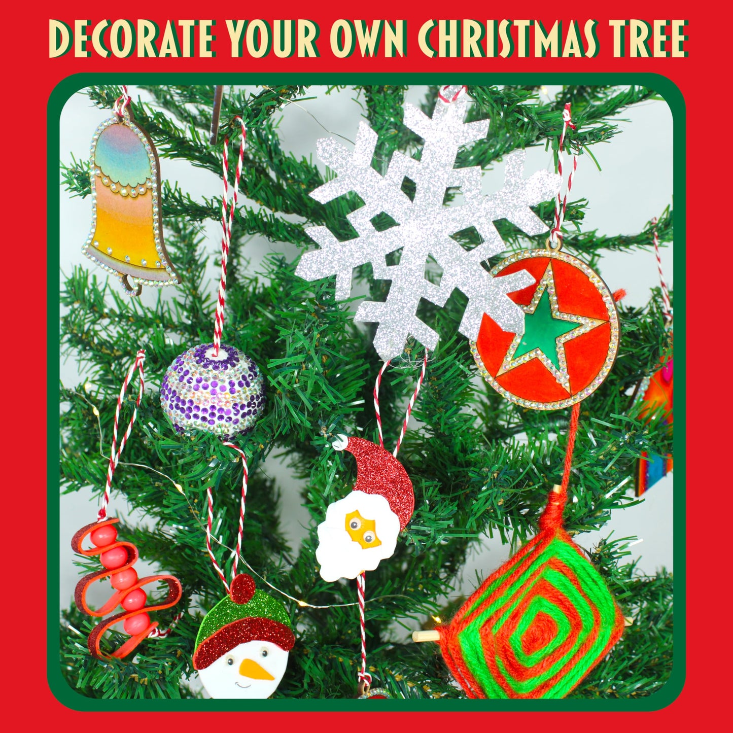 Butterfly EduFields Santa’s Craft Christmas Activity Kit | Holiday Arts & Crafts Set for Kids Ages 4 5 6 7 8 | Make 20+Ornaments with Wood Painting, Bead Crafts & Gem Art | Christmas Decoration Kit