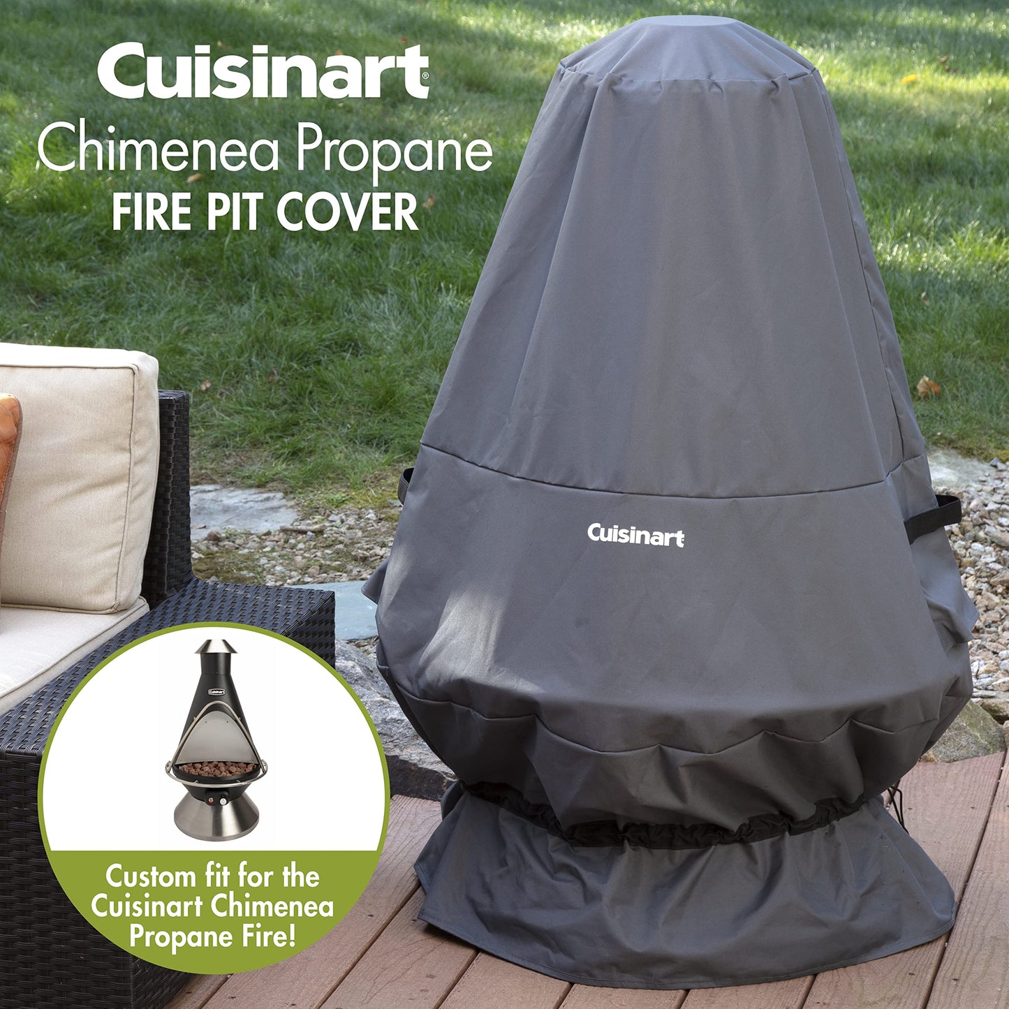 Cuisinart CHC-601 Chimenea Propane Fire Pit Heater Cover, Durable Rip-Resistant Polyester (Cover Fits COH-600)