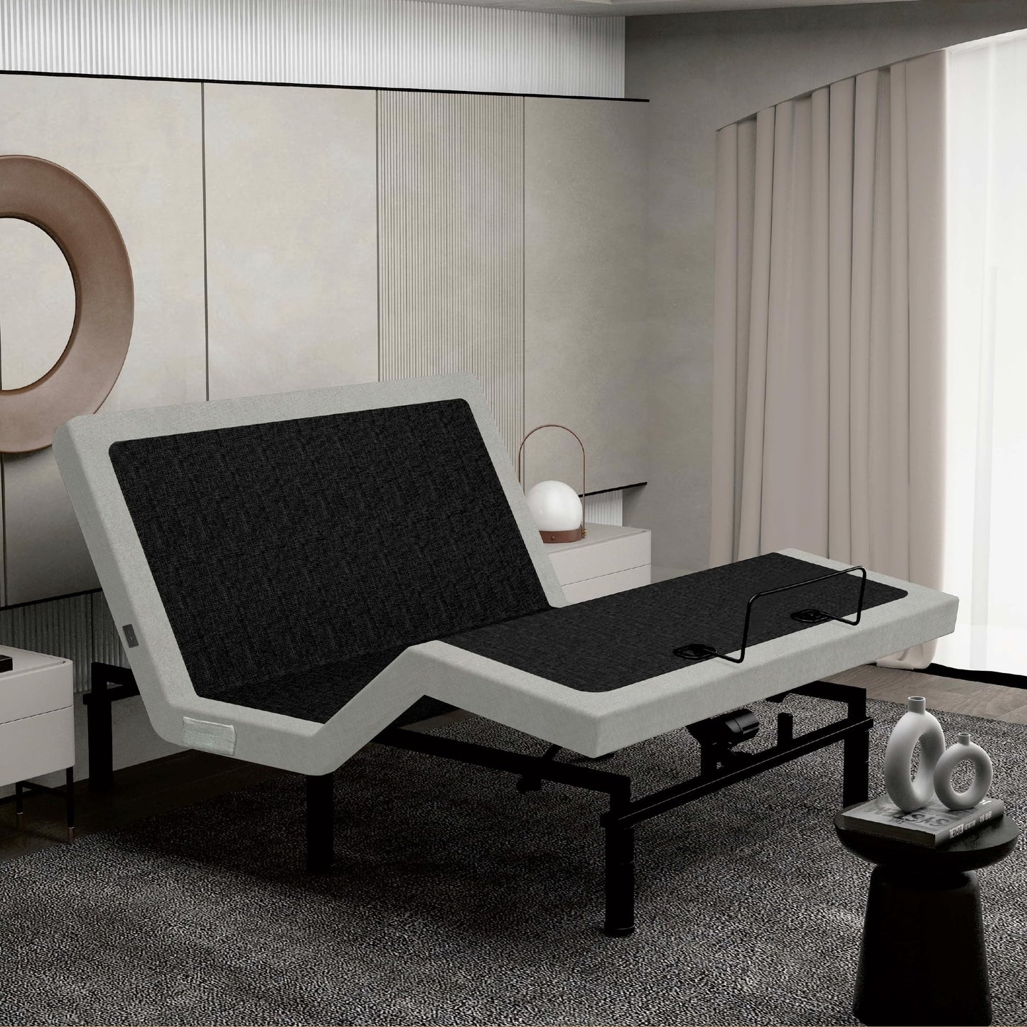 Irvine Home Collection Full Adjustable Bed Base - Dual Massage - USB Ports - Zero Gravity - Underbed Light - Wireless Remote - Zero Clearance - Anti Snore - Memory Positions